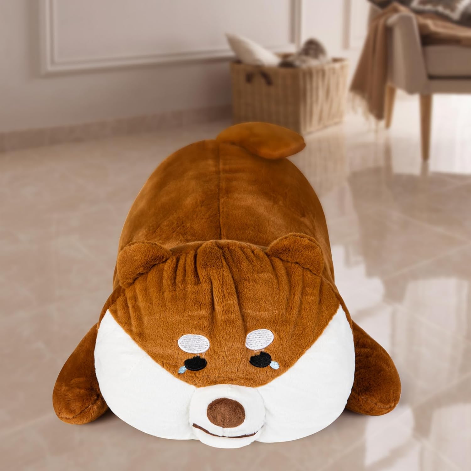 Plupiapio Animales de peluche suaves de 5 libras con peso de perro, 24 pulgadas, gigantes grandes y grandes, peluches Kawaii, juguetes para abrazar,