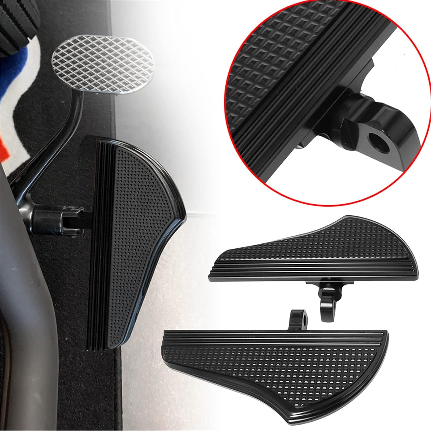 Tablas de suelo para motocicleta, estribo delantero y trasero para conductor, pedales reposapiés para Harley Touring Softail, negro # 2