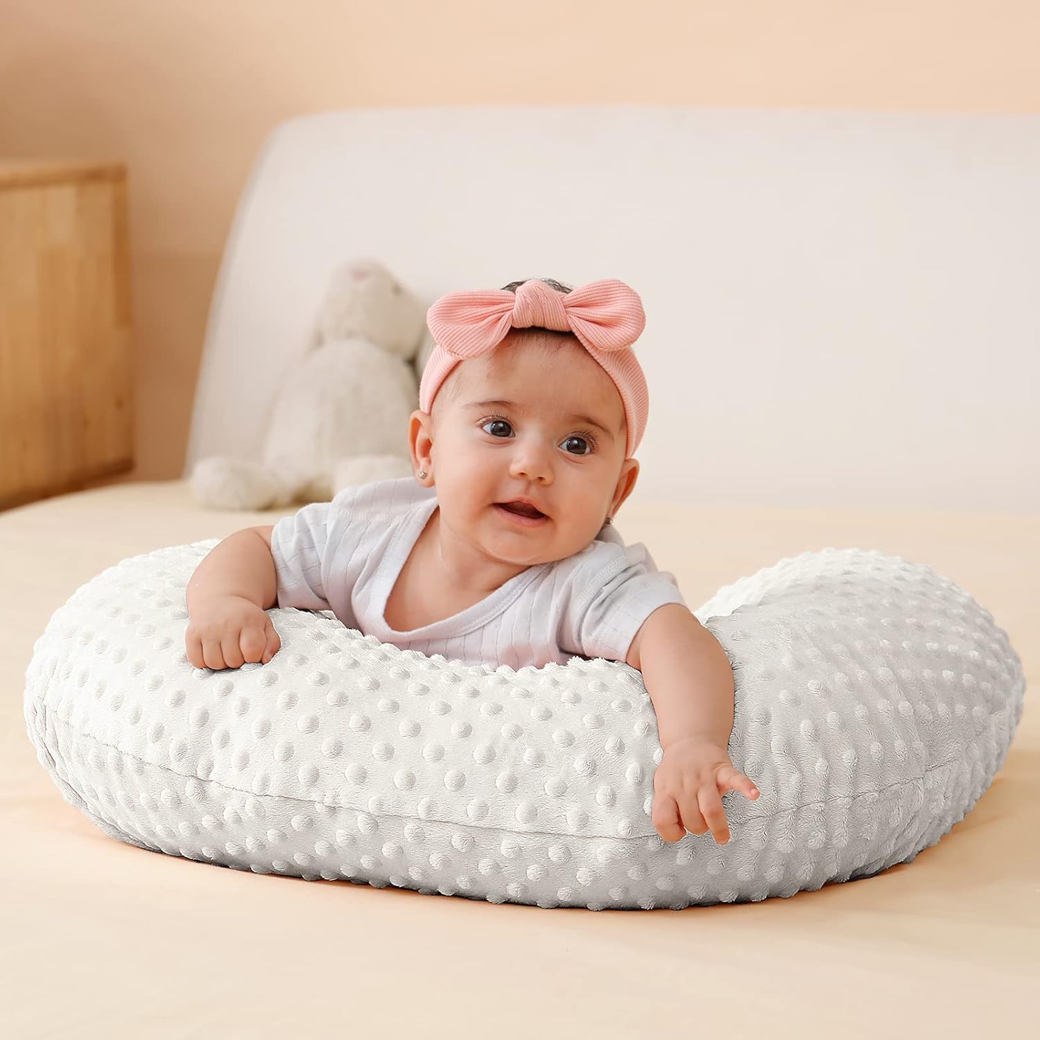 Funda de almohada de lactancia para lactancia materna Fundas de almohada Minky Dot Cover (blanco)