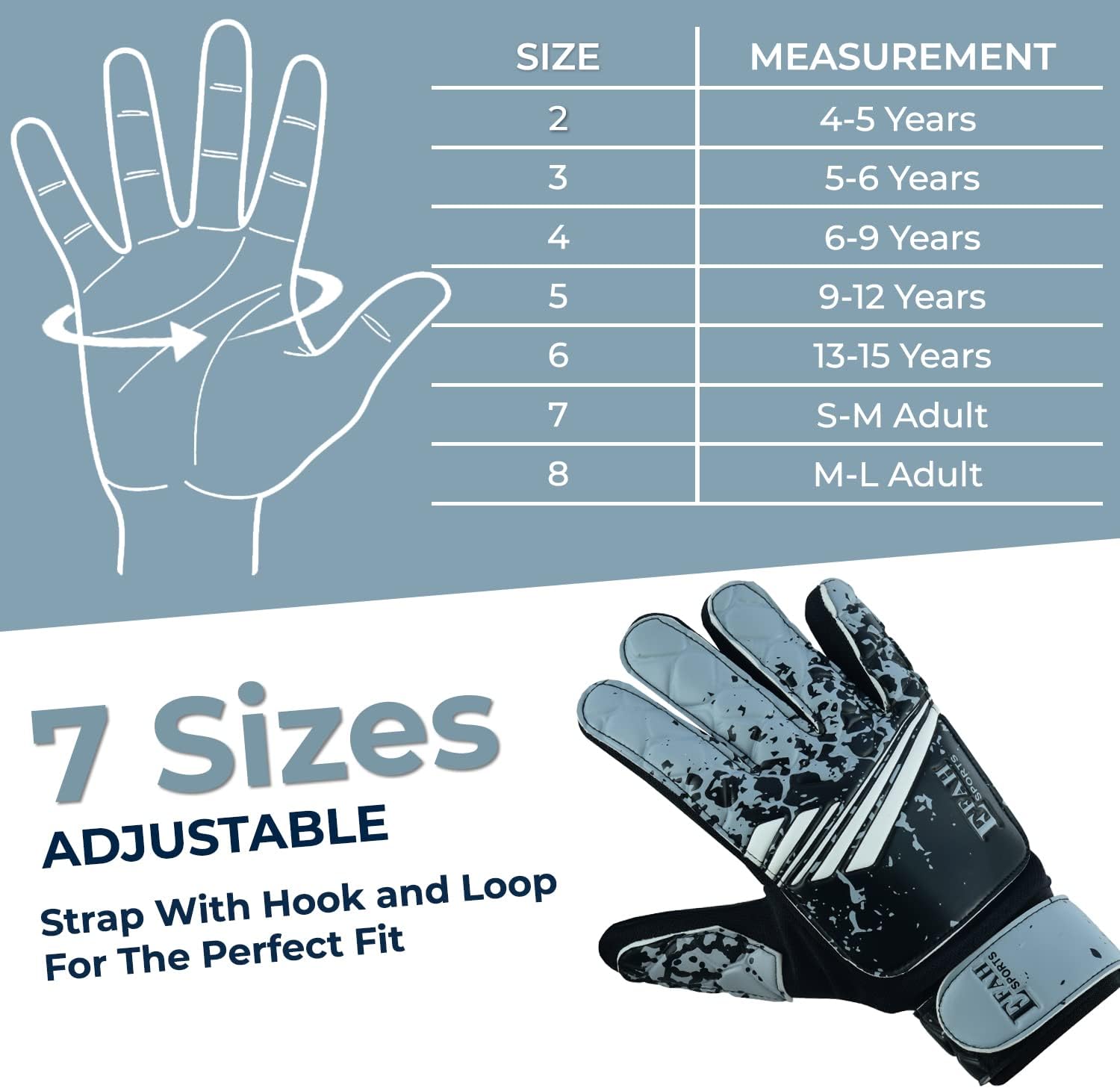 Guantes de portero de fútbol para niños y jóvenes, guantes de portero de fútbol con agarres fuertes