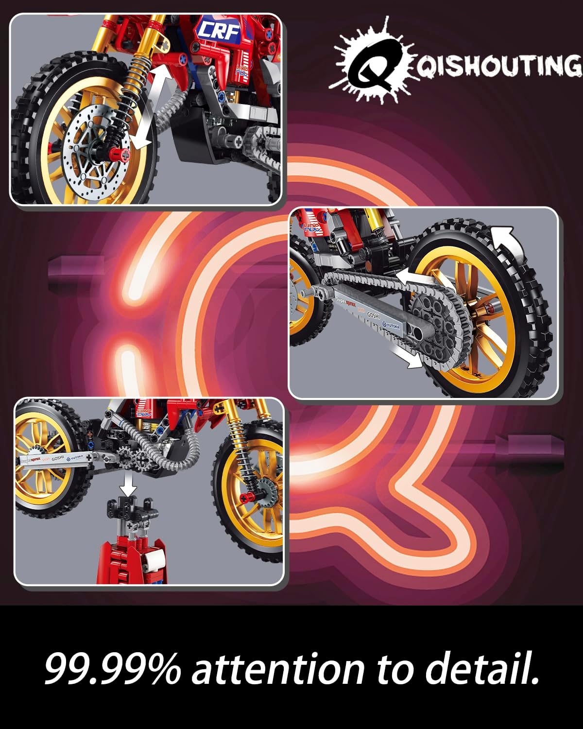 QISHOUTING Juguete de construcción de motocicleta para niños adolescentes, modelo a escala 18, bloques de construcción de moto, 559 piezas,