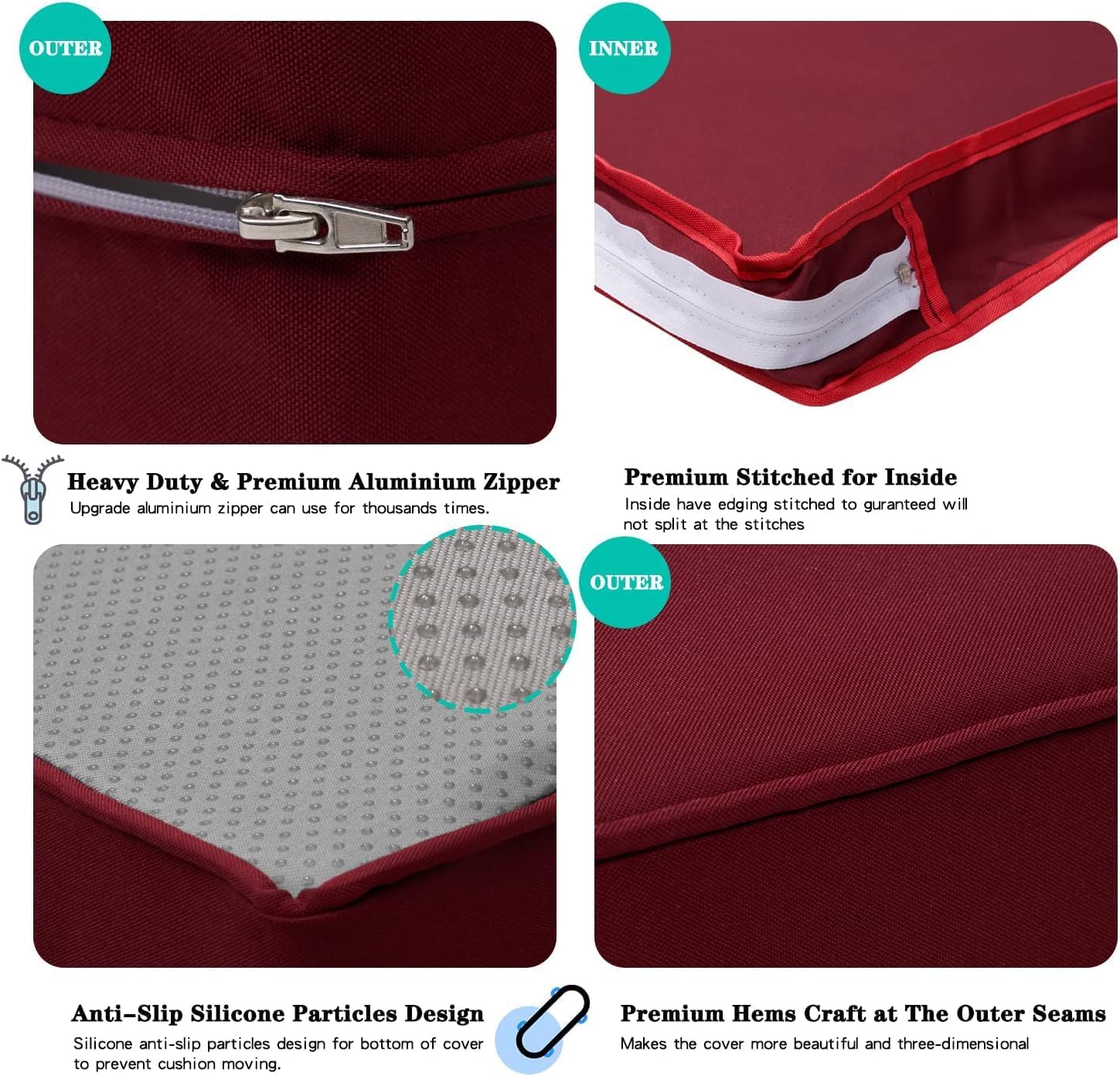 ClawsCover Juego de 2 fundas de repuesto para asiento y respaldo de exteriores para muebles de patio, sofá seccional, duradero, sin decoloración,