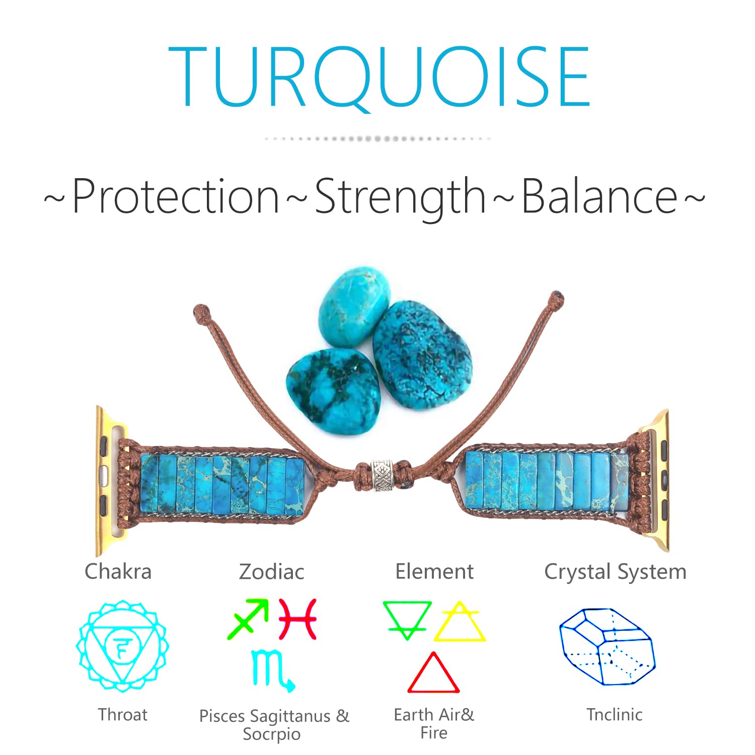 Smarwiss Handmade Boho Watch Bracelet Compatible with Apple Watch Band 41mm 40mm 38mm, Turquoise Wax Rope Weaving Beads Watch Strap for iwatch