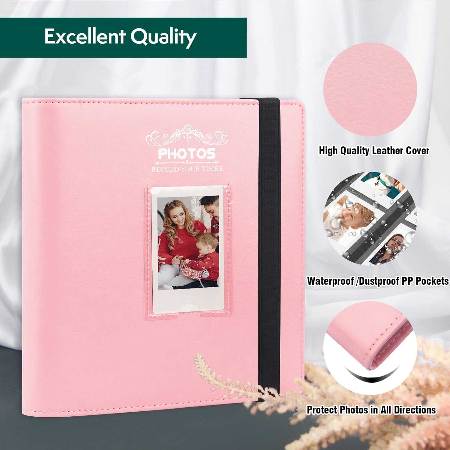 Álbum de fotos de 2 x 3 para cámara instantánea Fujifilm Instax Mini, 288 bolsillos, cubierta de piel, mini álbum de fotos para Fujifilm Instax Mini