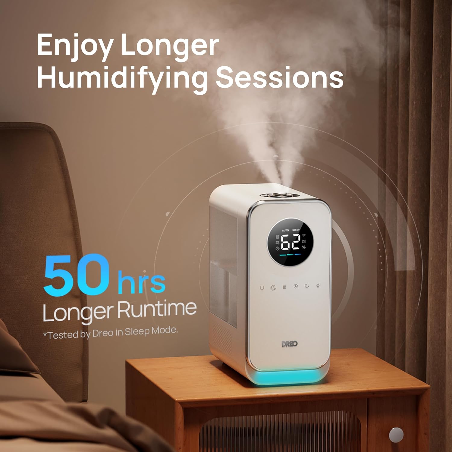 Dreo Humidificadores para dormitorio y hogar, humidificadores inteligentes silenciosos de niebla fría para habitación grande, difusor de aceite y