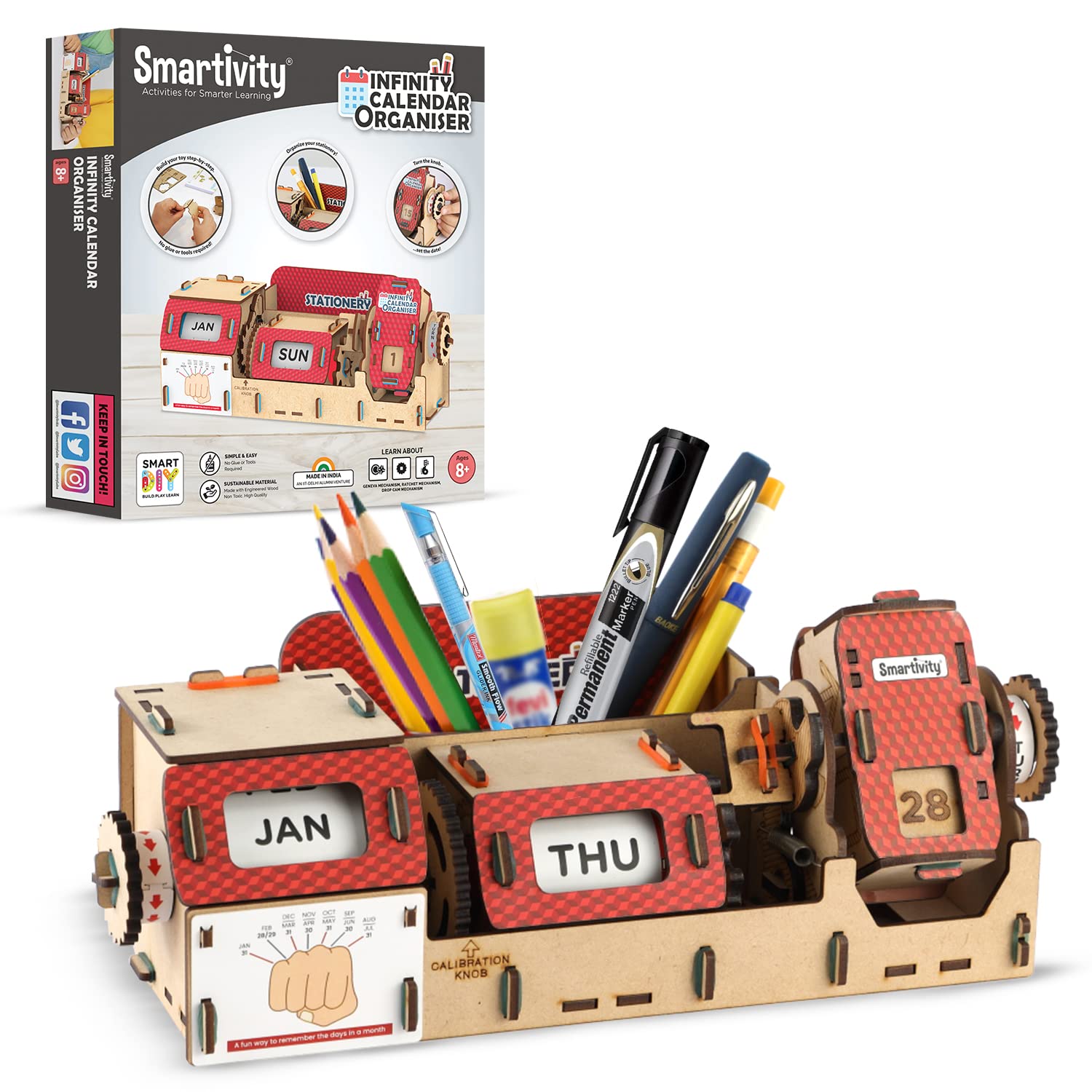Smartivity Calendario infinito de mesa y organizador de escritorio  Regalo de cumpleaños para niños de 8 a 14 años  Actividad de construcción