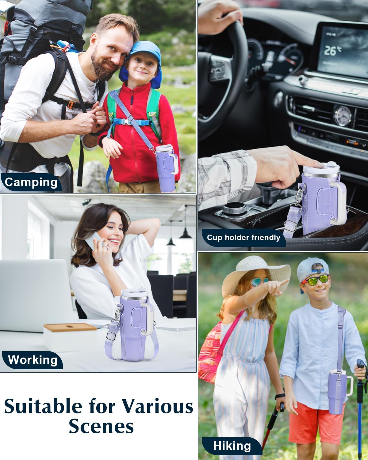 OriJoy Soporte para botella de agua para Stanley 4030 oz, accesorios para vasos, funda de neopreno con correa cruzada ajustable