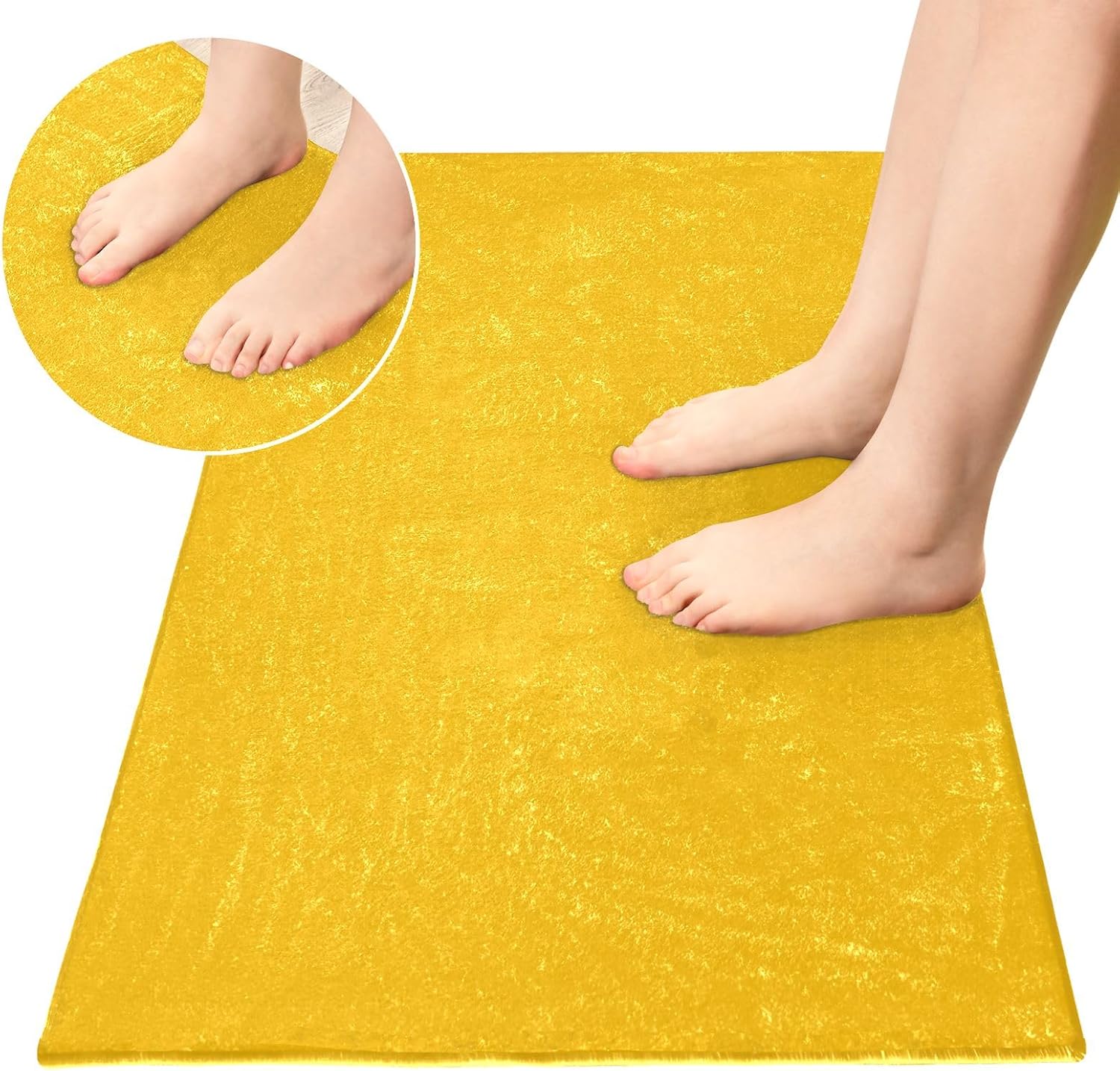 Tapete de baño de felpa ámbar, tapete de baño absorbente antideslizante, con parte trasera de goma, lavable, 39 x 20 pulgadas