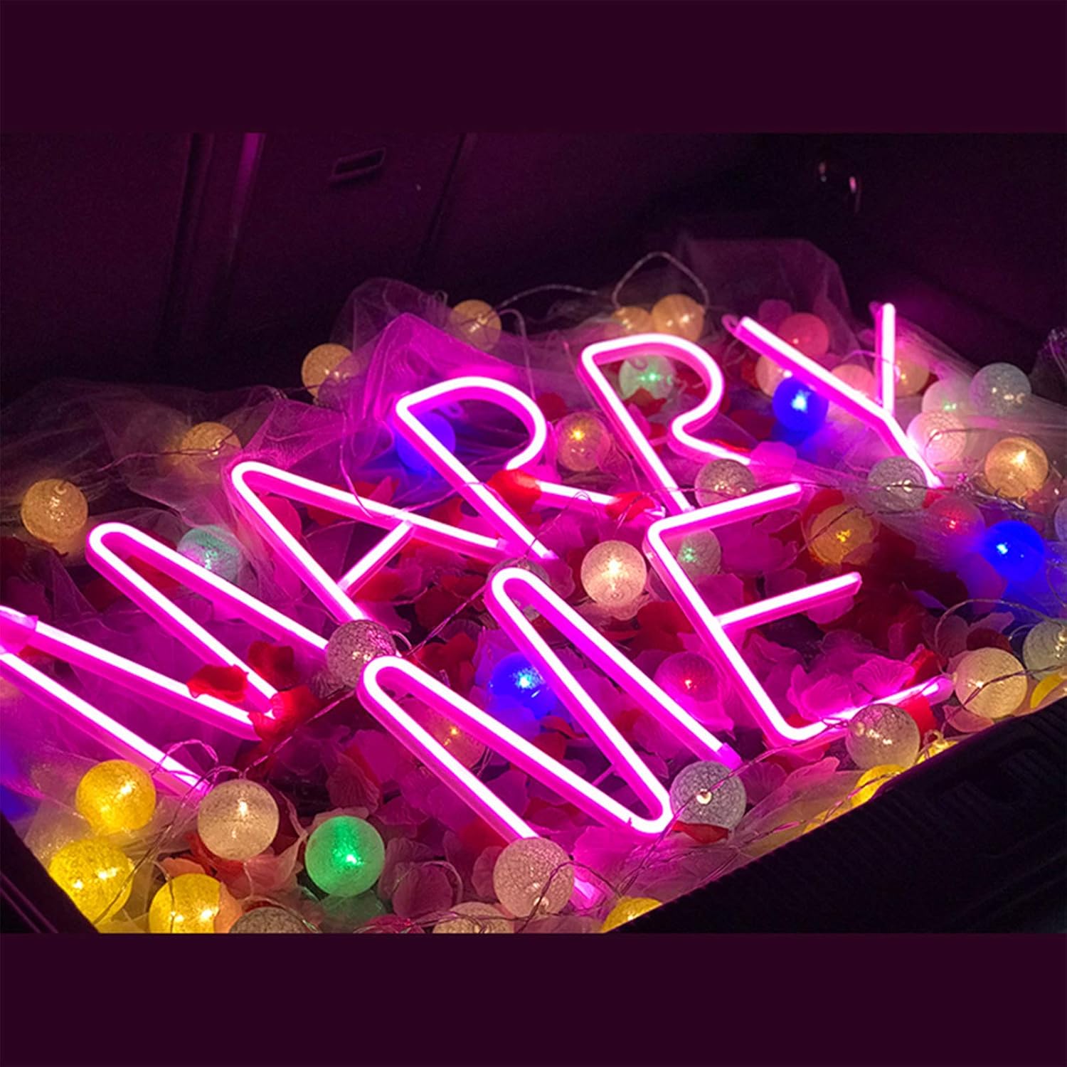Letras con luces LED de neón, letreros de neón de color rosa, letras de neón, letras del alfabeto, letreros de neón, luces de arte, funciona con