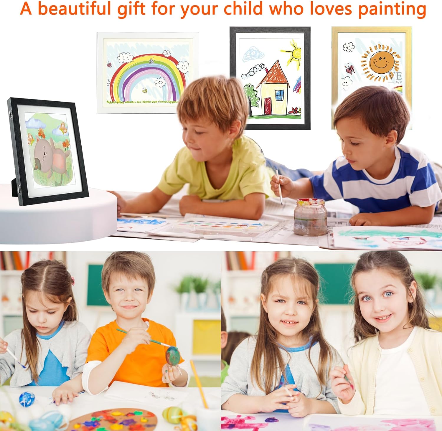 LNDMYM Marcos de arte para niños de 10 x 12.5 pulgadas, pantalla intercambiable, proyectos de arte para niños, marco de arte para niños, marco de