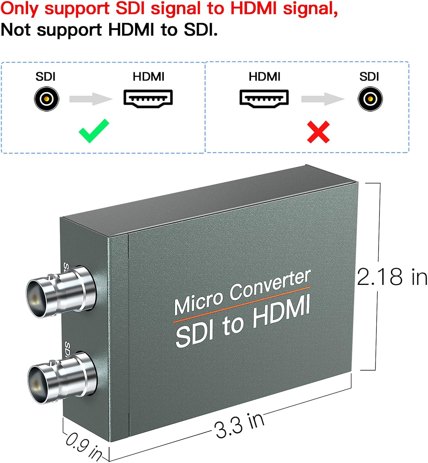 Convertidor SDI a HDMI con salida de bucle SDI, 1080p HD-SDI  3G-SDISD-SDI a HDMI, adaptador BNC a HDMI para proyector de monitor de cámara SDI