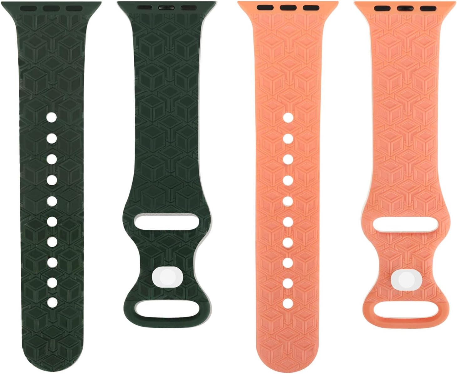 Paquete de 2 correas de repuesto con patrón de cubo 3D grabadas deportivas compatibles con Apple Watch Band de 1.496 pulgadas, 1.575 pulgadas, 1.614