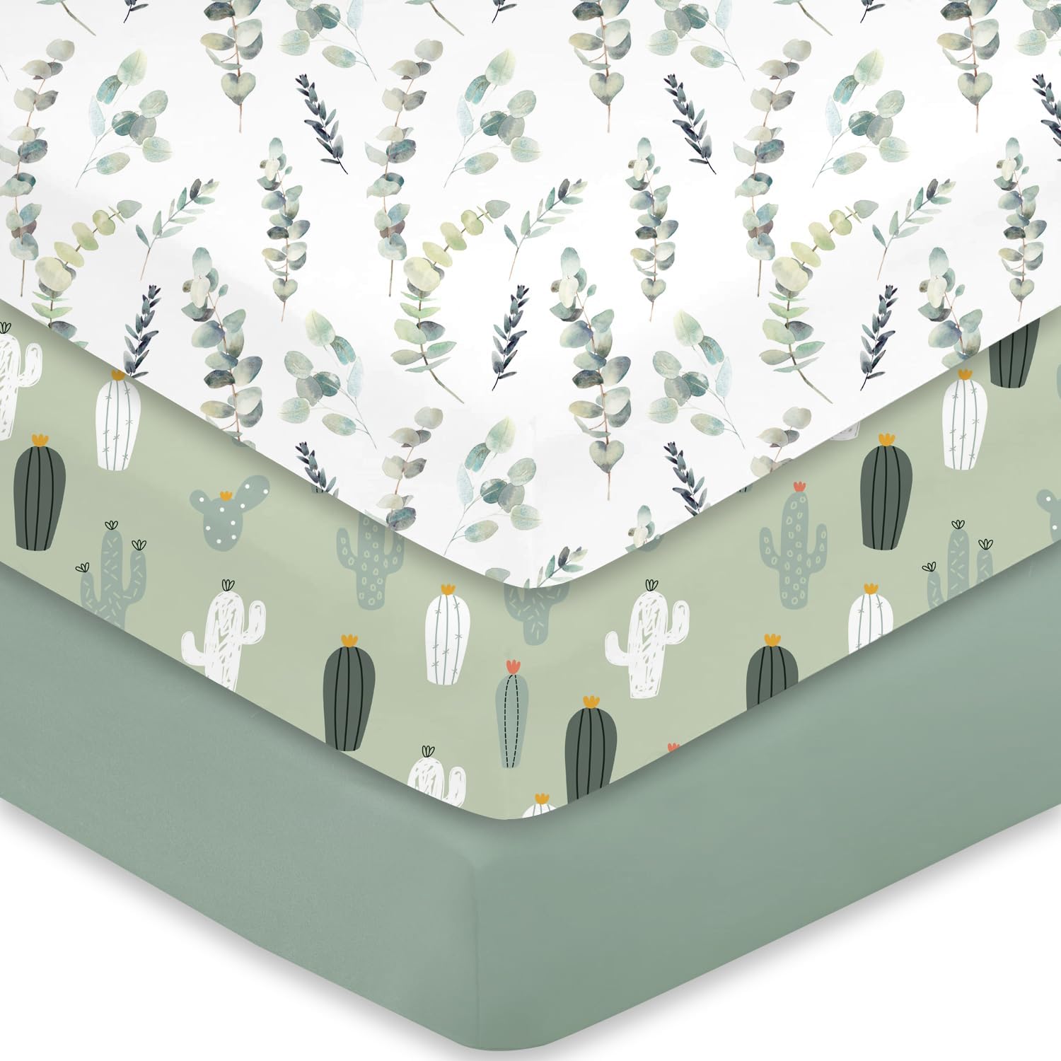Little Grape Land Paquete de 3 sábanas para cuna, juego de sábanas de bebé para colchón estándar de cuna y niños pequeños, sábanas de colchón súper