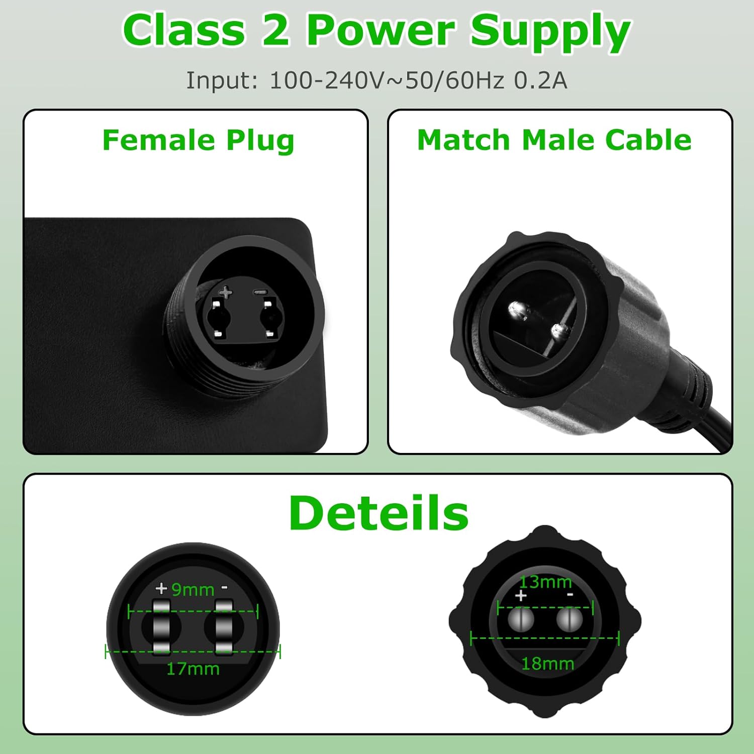 LightingWill Fuente de alimentación de clase 2 de 12 V, 9 W, adaptador de corriente inflable IP44, transformador de bajo voltaje de CA a CC,