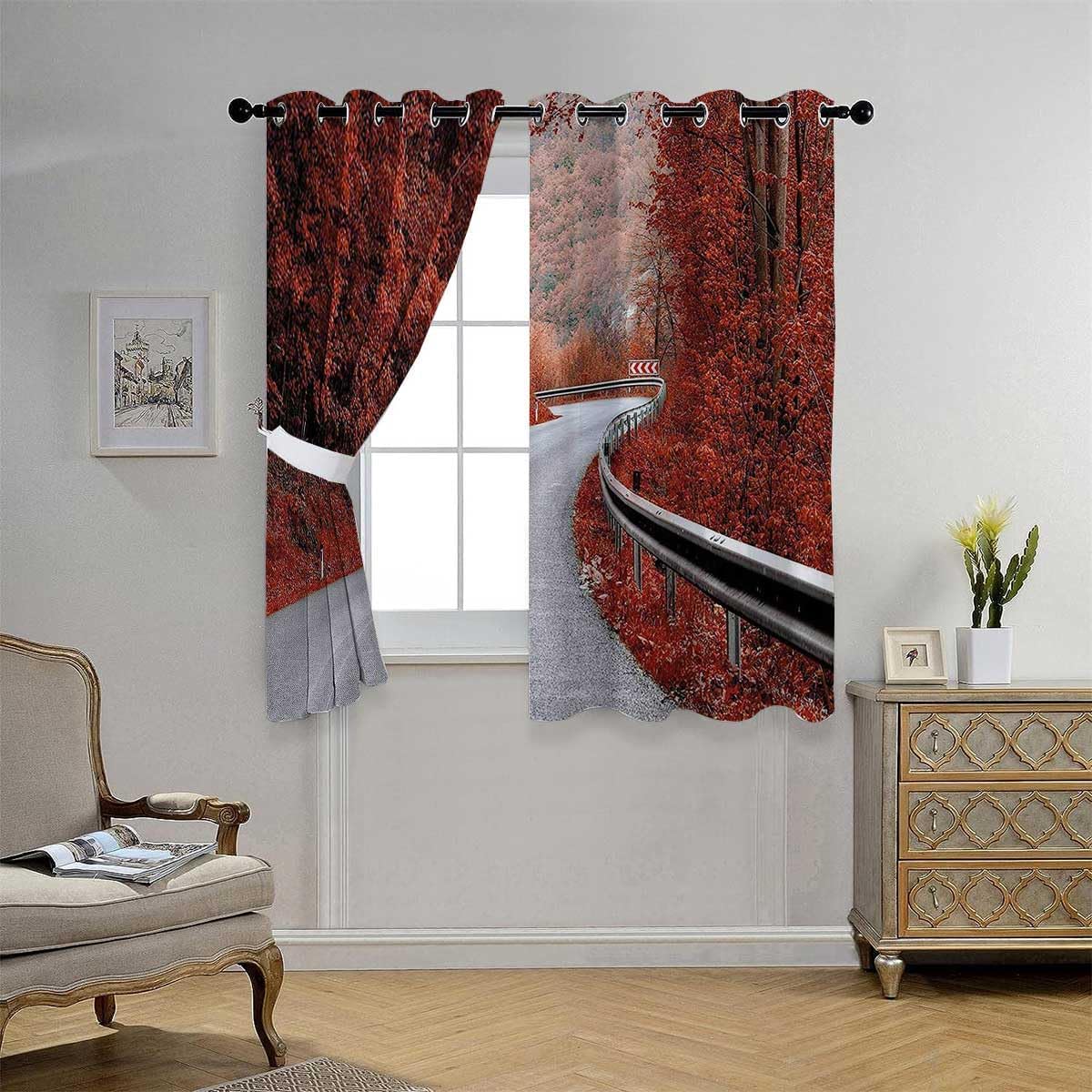 YANFENQI Cortinas para Habitacion Cortinas para Habitacion Cortinas opacas con ojales de otoño para puertas de patio, cortina de despensa, 72
