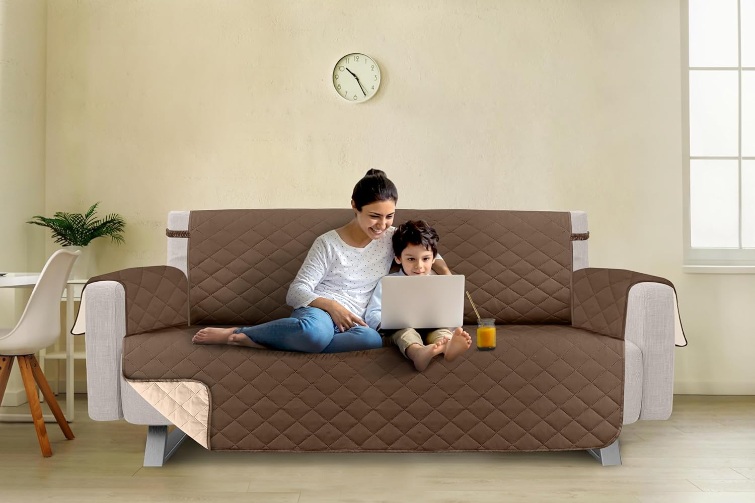 Utopia Bedding Funda reversible para sofá biplaza de 2 cojines, resistente al agua, protector de muebles con varillas de espuma y correas elásticas
