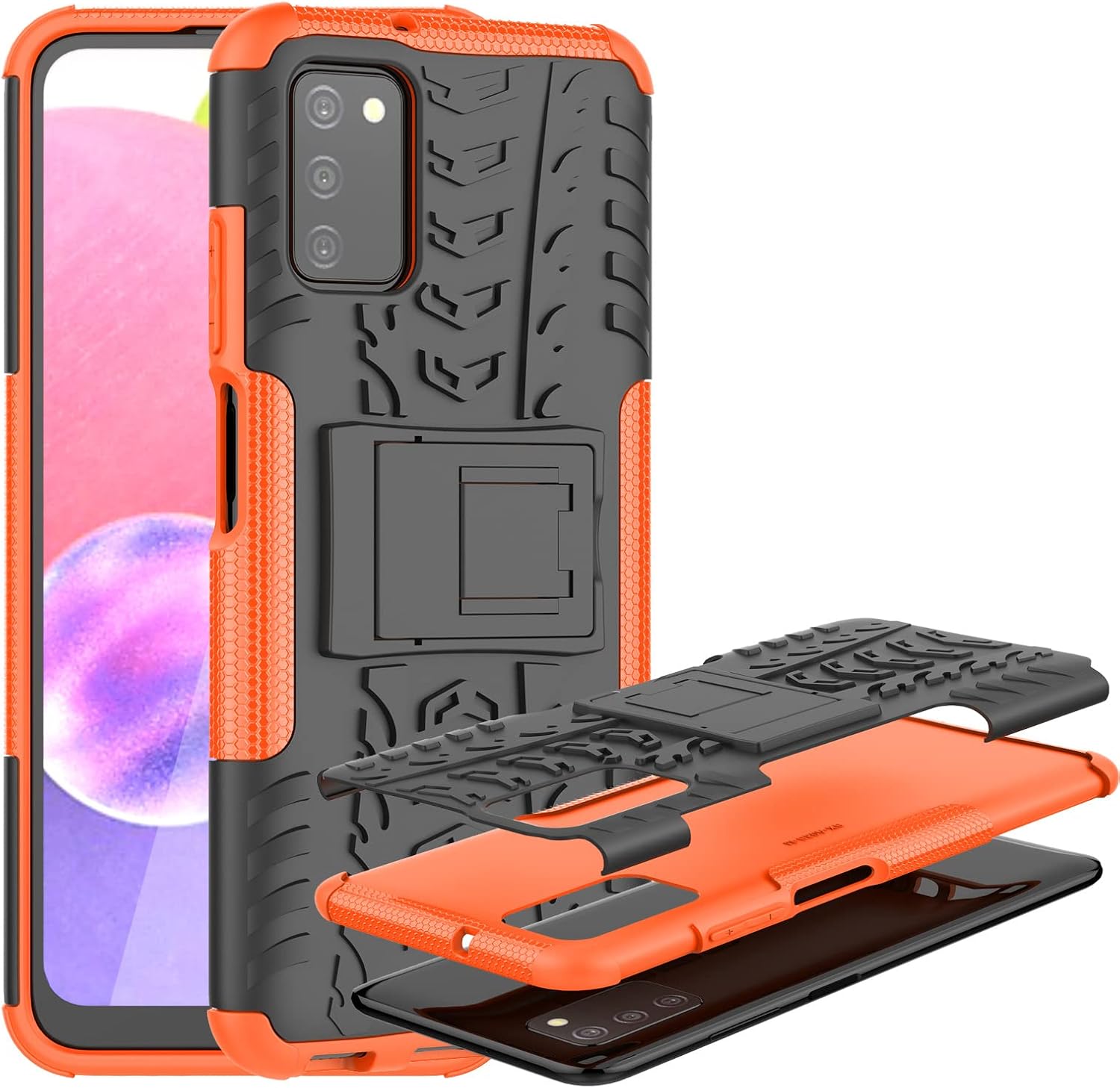 CCSmall Funda para Samsung Galaxy A03S, diseño de patrón de neumáticos híbrido TPU+PC Material doble capa de protección a prueba de golpes con