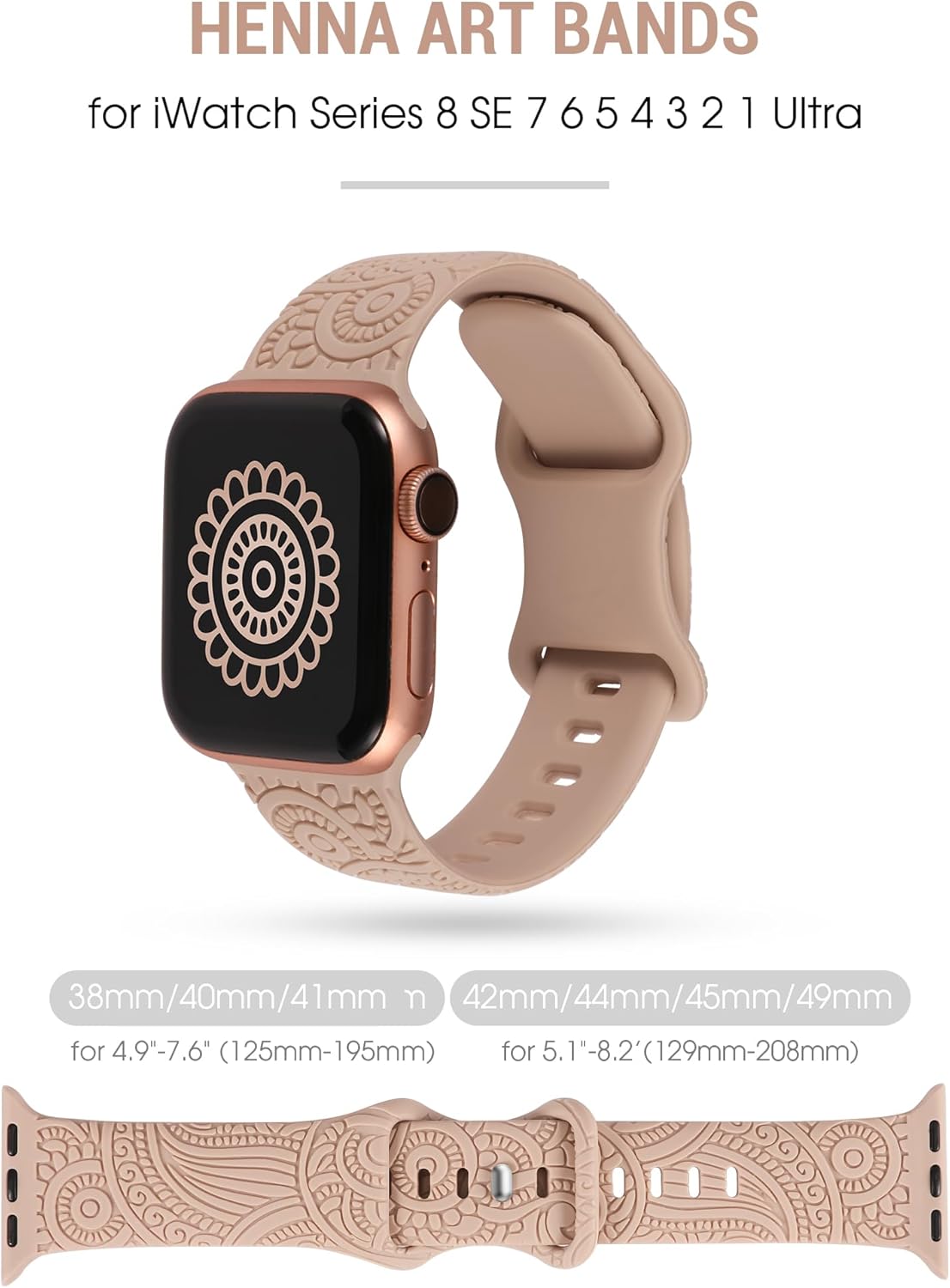 TOYOUTHS Correa de reloj compatible con Apple Watch Band de 1.61, 1.57, 1.49, 1.49, 1.49 pulgadas, correa deportiva de silicona suave y elegante de