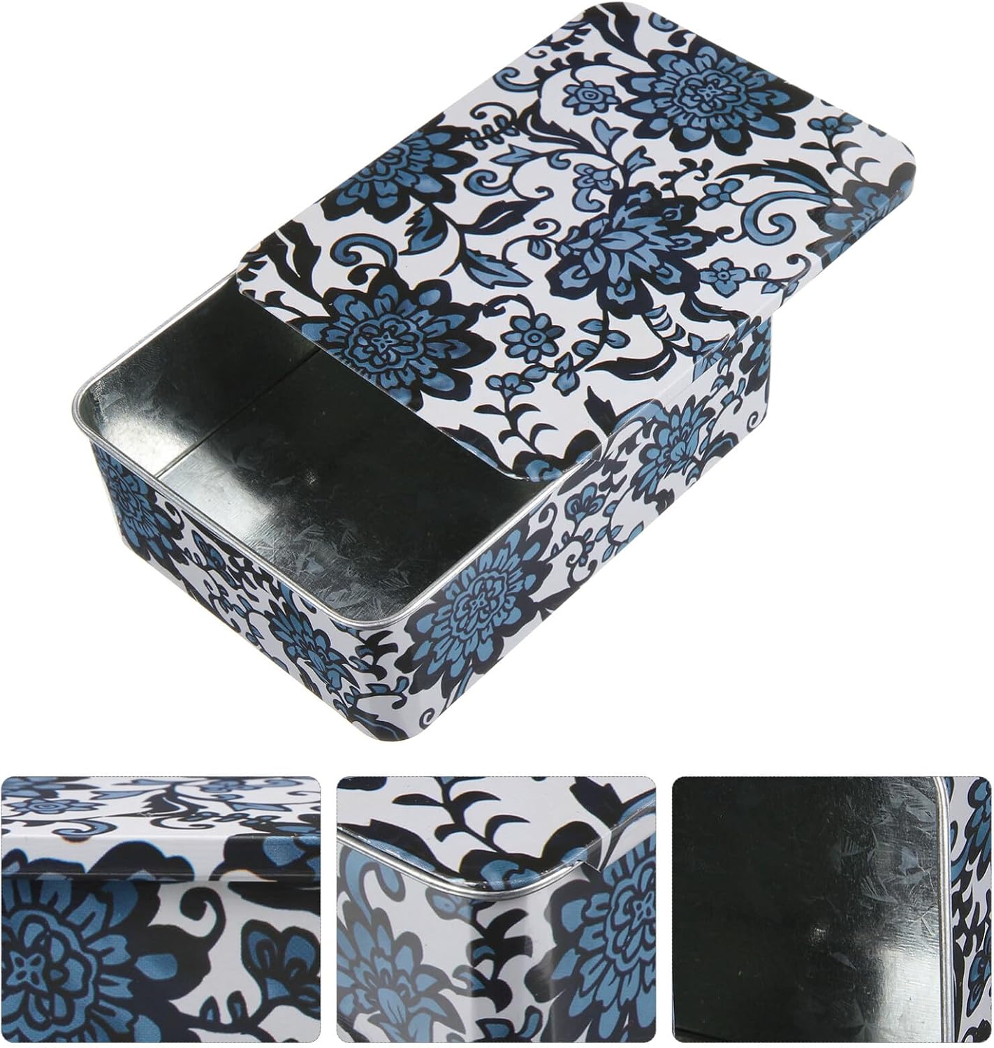Zerodeko Caja vacía de hojalata de metal, caja de almacenamiento de hojalata con bisagras de metal, caja de almacenamiento de joyería con tapa, caja
