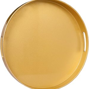 MAONAME Bandeja decorativa redonda dorada de 13 pulgadas para mesa de café, moderna bandeja para servir con asas, bandeja otomana de plástico, MAONAME Bandeja decorativa redonda dorada de 13 pulgadas para mesa de café, moderna bandeja para servir con asas, bandeja otomana de plástico,