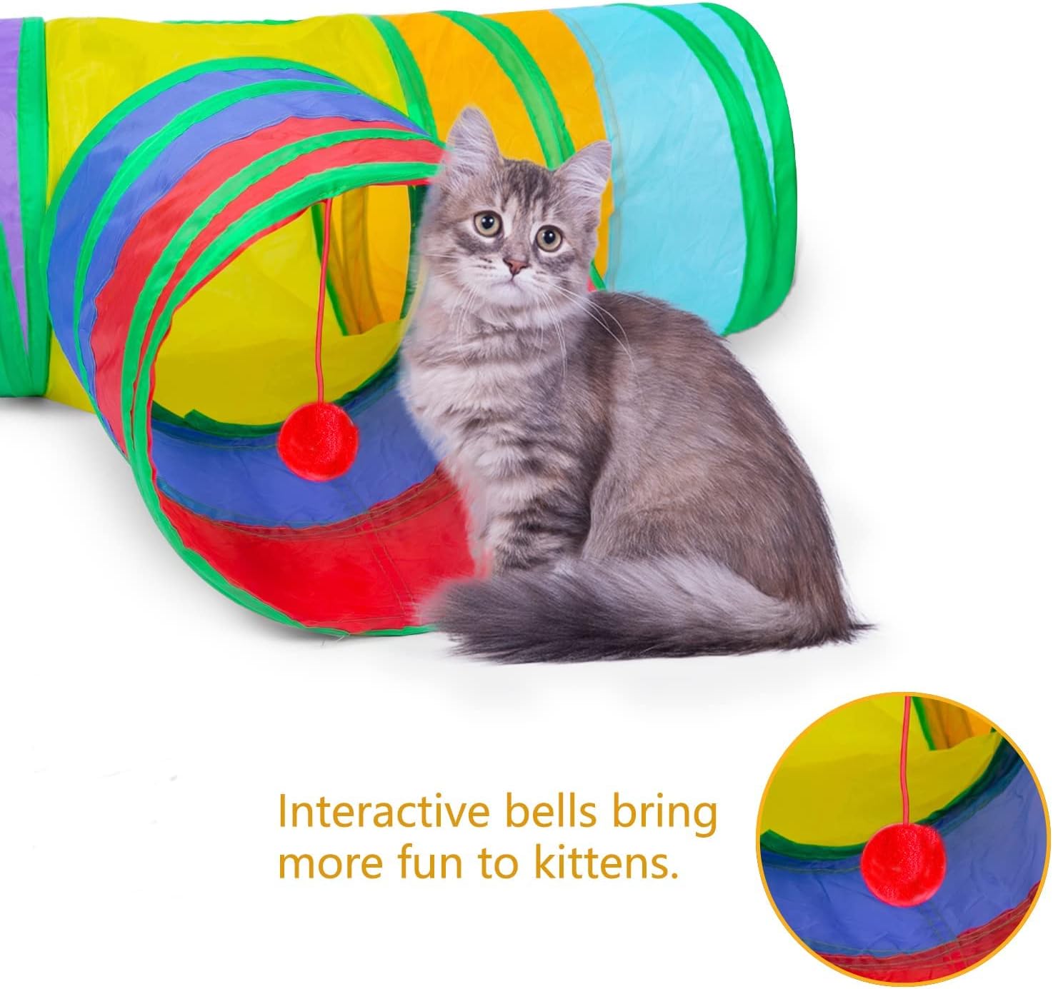 Alicedreamsky Túnel para gatos, tubo plegable con 1 pelota de juego, túneles de gato de 3 vías para gatos de interior, cachorros, gatitos, gatitos,