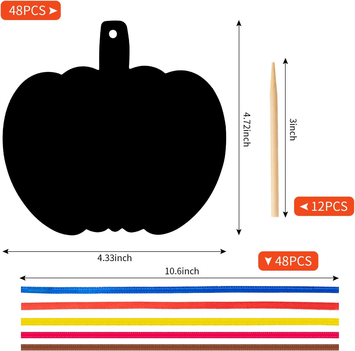 Outus 48 piezas de papel para rascar de Halloween, adornos de Halloween para manualidades, arte colorido para arañar, decoración de Halloween con 12