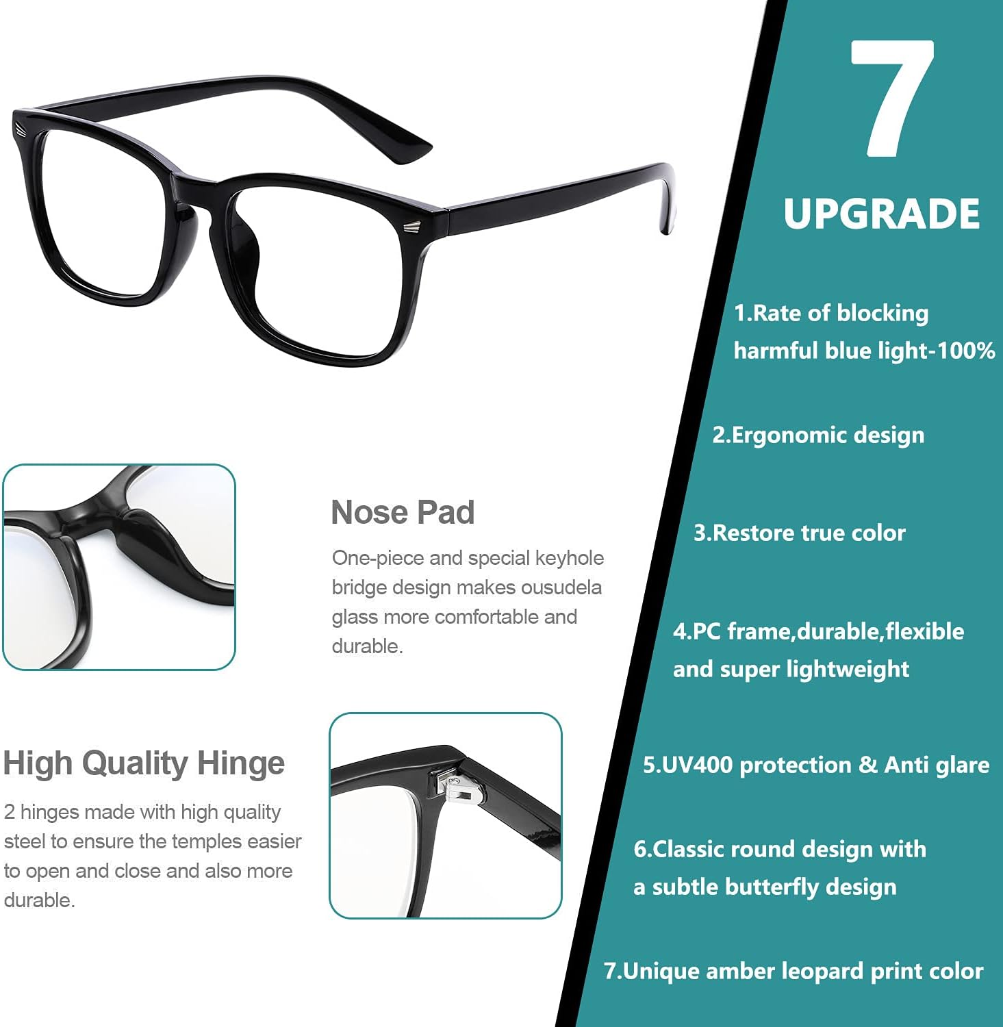 hunsquer – Anteojos de luz azul unisex para computadora