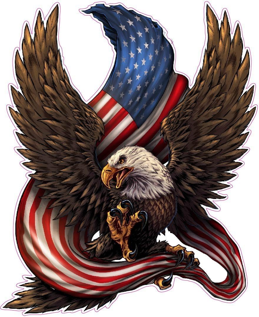 Calcomanía de la bandera estadounidense de águila calva americana, tamaño XXL de 36.0 pulgadas