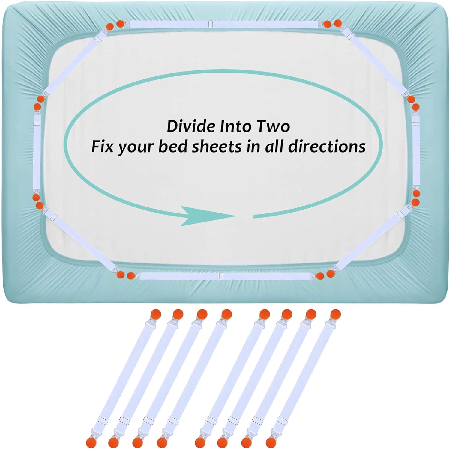 Correas de sábanas, instalación lateral de cama, no es necesario levantar el colchón, clips de sábana bajera para esquinas, soporte, sujetadores,