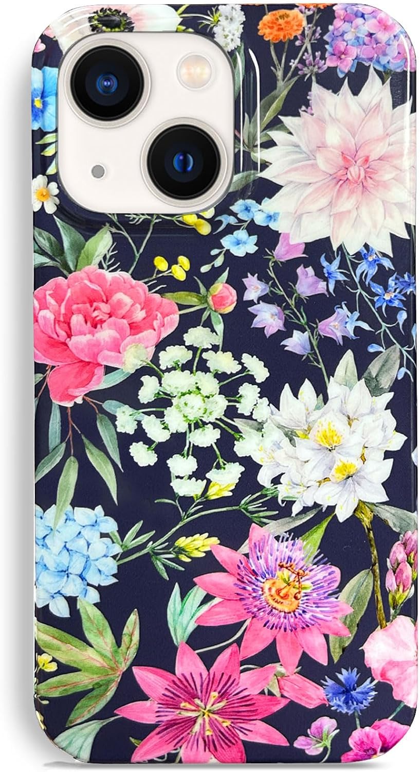 J.west Funda compatible con iPhone 15 de 6.1 pulgadas, diseño de flores de jardín, goma de silicona suave, a prueba de golpes, lindo diseño floral,