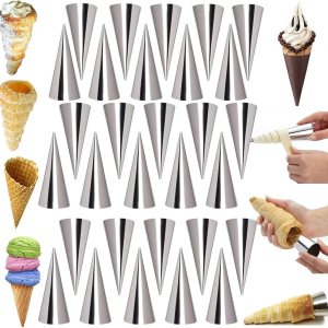 AMBESTAR Juego de 30 moldes de cuernos de crema, grandes de acero inoxidable Canolis Forms Cannoli Kit para hornear canolis, cáscara de croissant, AMBESTAR Juego de 30 moldes de cuernos de crema, grandes de acero inoxidable Canolis Forms Cannoli Kit para hornear canolis, cáscara de croissant,