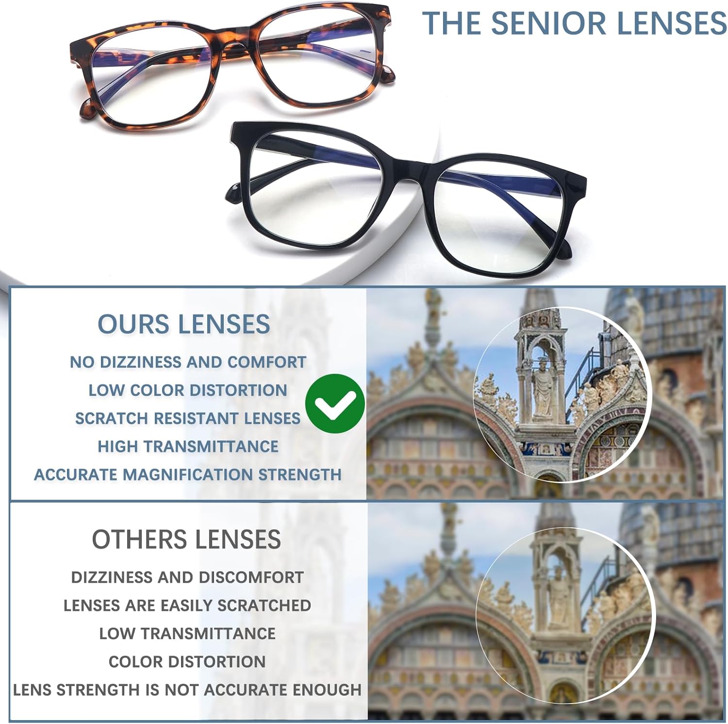 VIDEBLA Paquete de 6 lentes de lectura con bloqueo de luz azul, para mujeres y hombres, antirreflejos, antirreflejos, con funda de cuero