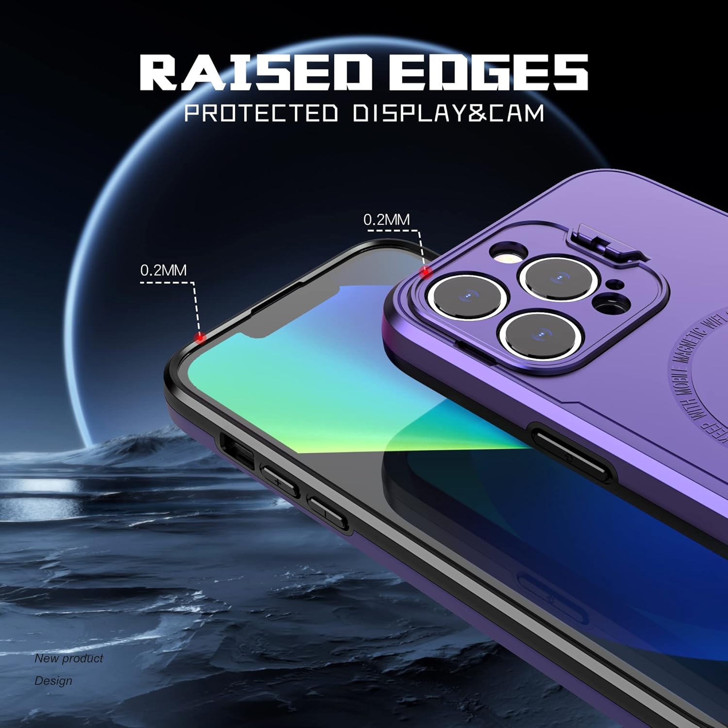 Asuwish Funda de teléfono para iPhone 13 Pro de 6.1 pulgadas con protector de pantalla de vidrio templado Magsafe y soporte delgado, funda híbrida