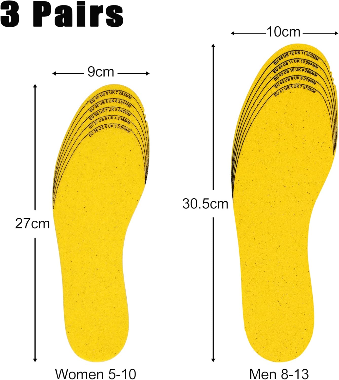 Knixmax 3 pares de plantillas de espuma viscoelástica para mujer, insertos de zapatos finos súper suaves para tenis, pantuflas, botas, forro de