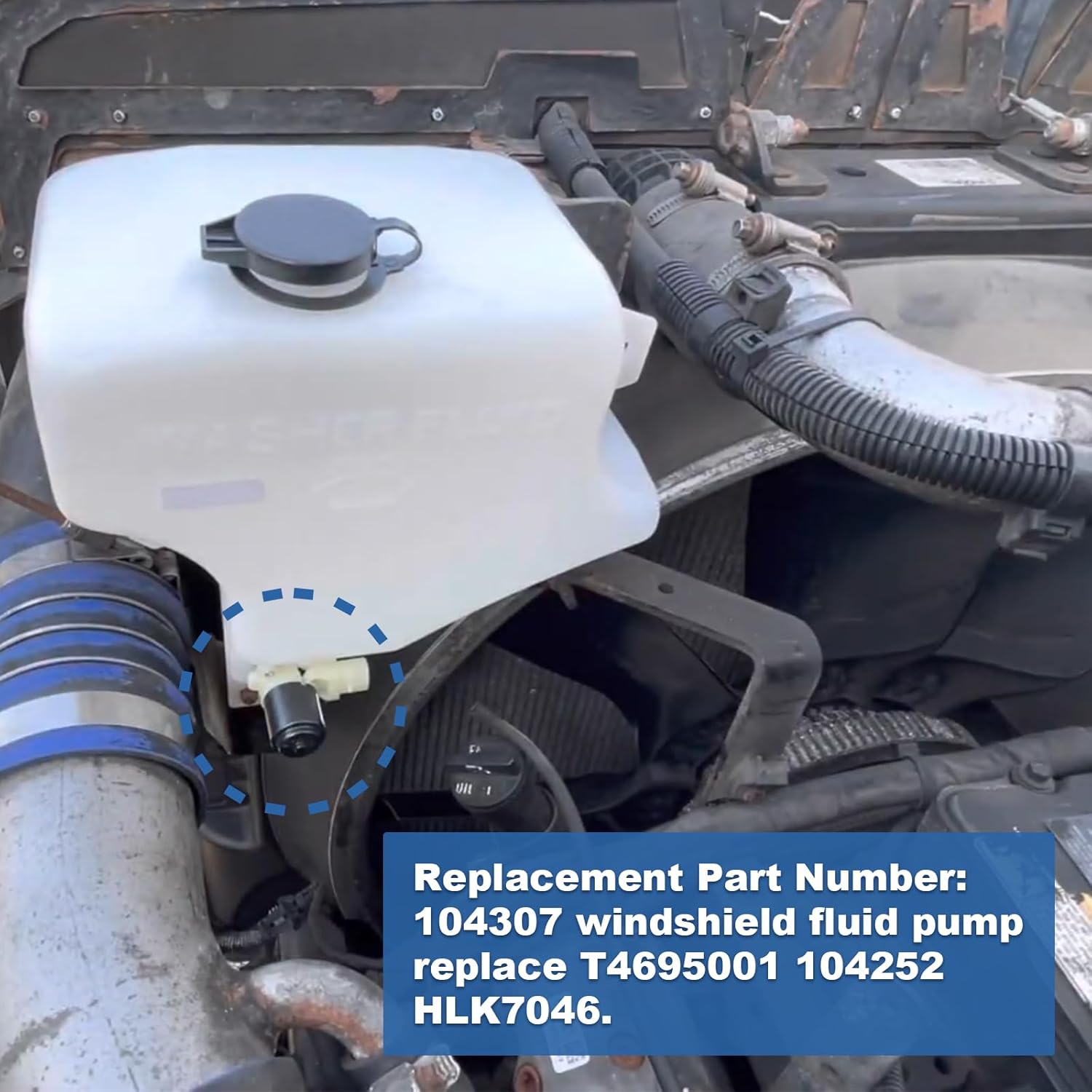 Paquete de 2 bombas de líquido para limpiaparabrisas de camión con arandelas de goma de repuesto para Kenworth T880 T680 y Peterbilt 104307 T4695001