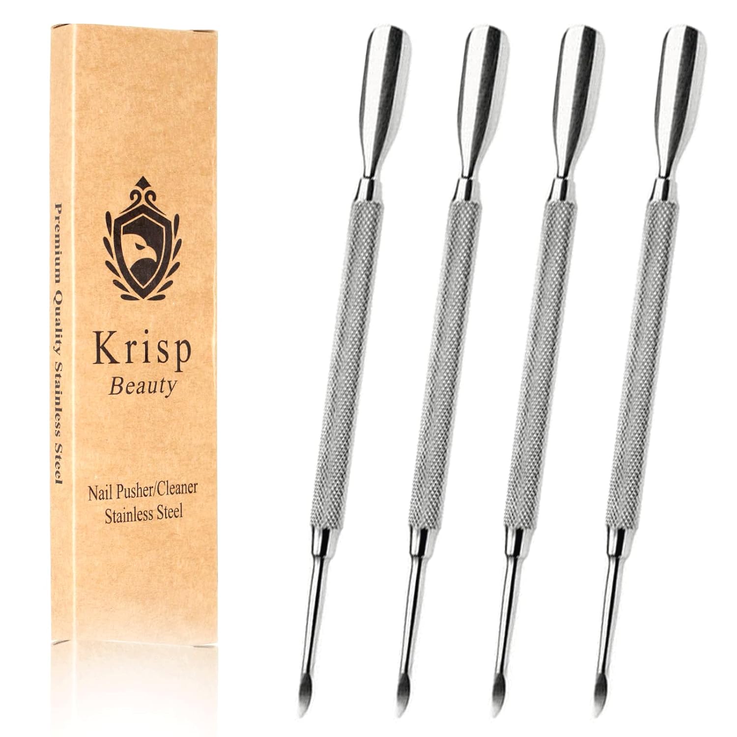 Krisp – Empujador de cutículas de doble cara  Borde afilado en forma de cuchara de doble extremo, removedor de cutículas, limpiador quirúrgico de
