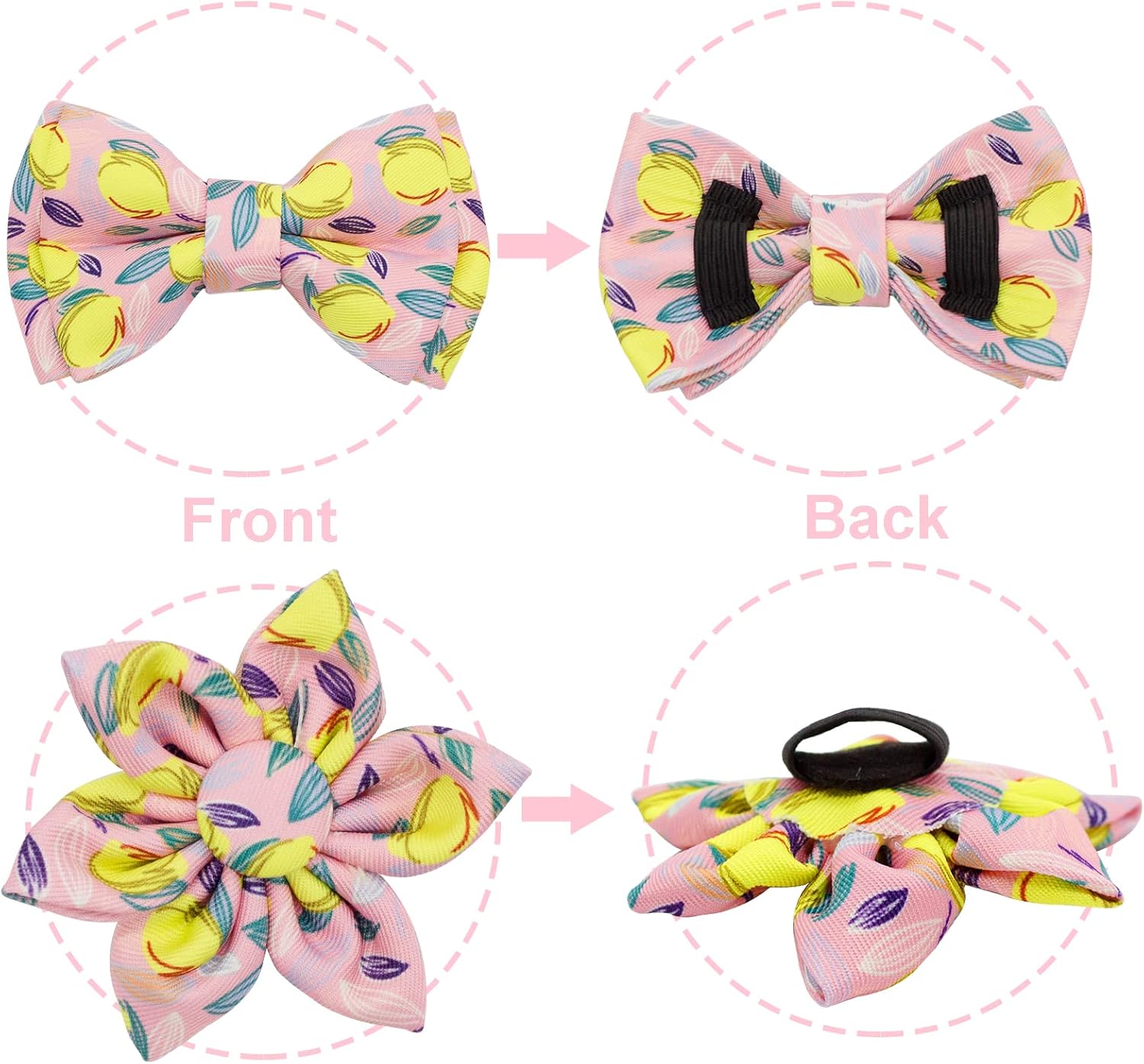 Juego de collar y correa para perro con pajarita, collar de perro con flor desmontable con placa de identificación para perro, hebilla dorada fuerte