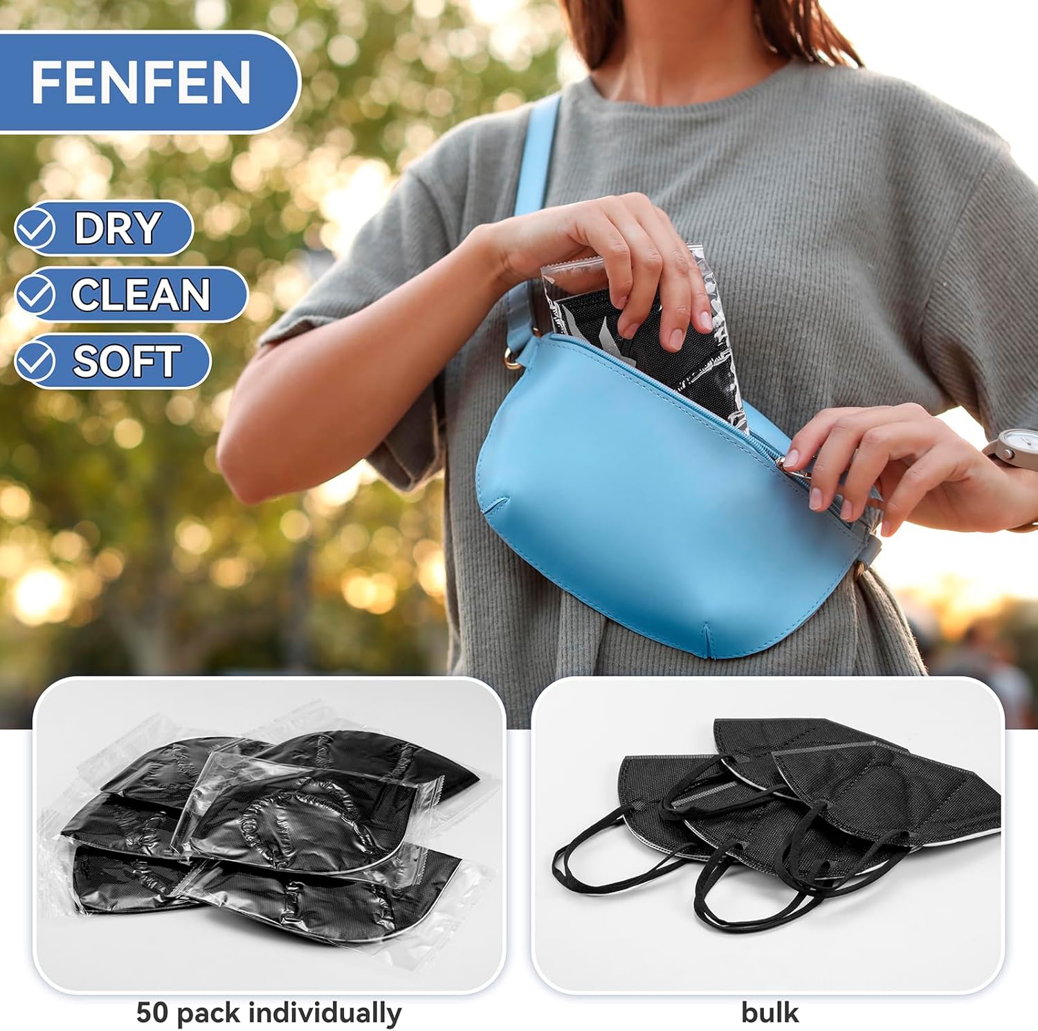 FENFEN Mascarillas KN95 desechables para adultos, paquete de 50 unidades, protección contra el polvo, seguridad contra el polvo, transpirables,