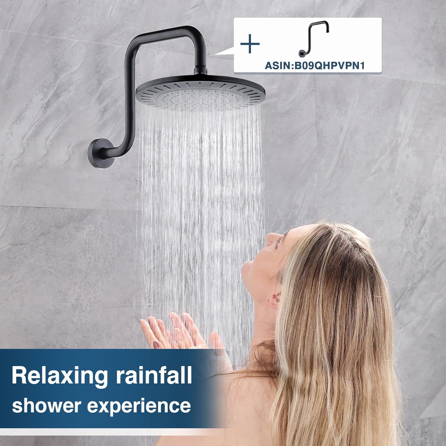 BRIGHT SHOWERS Cabezal de ducha de lluvia, cabezal de ducha de cascada de alta presión de 9 pulgadas con ángulo ajustable y boquillas de silicona