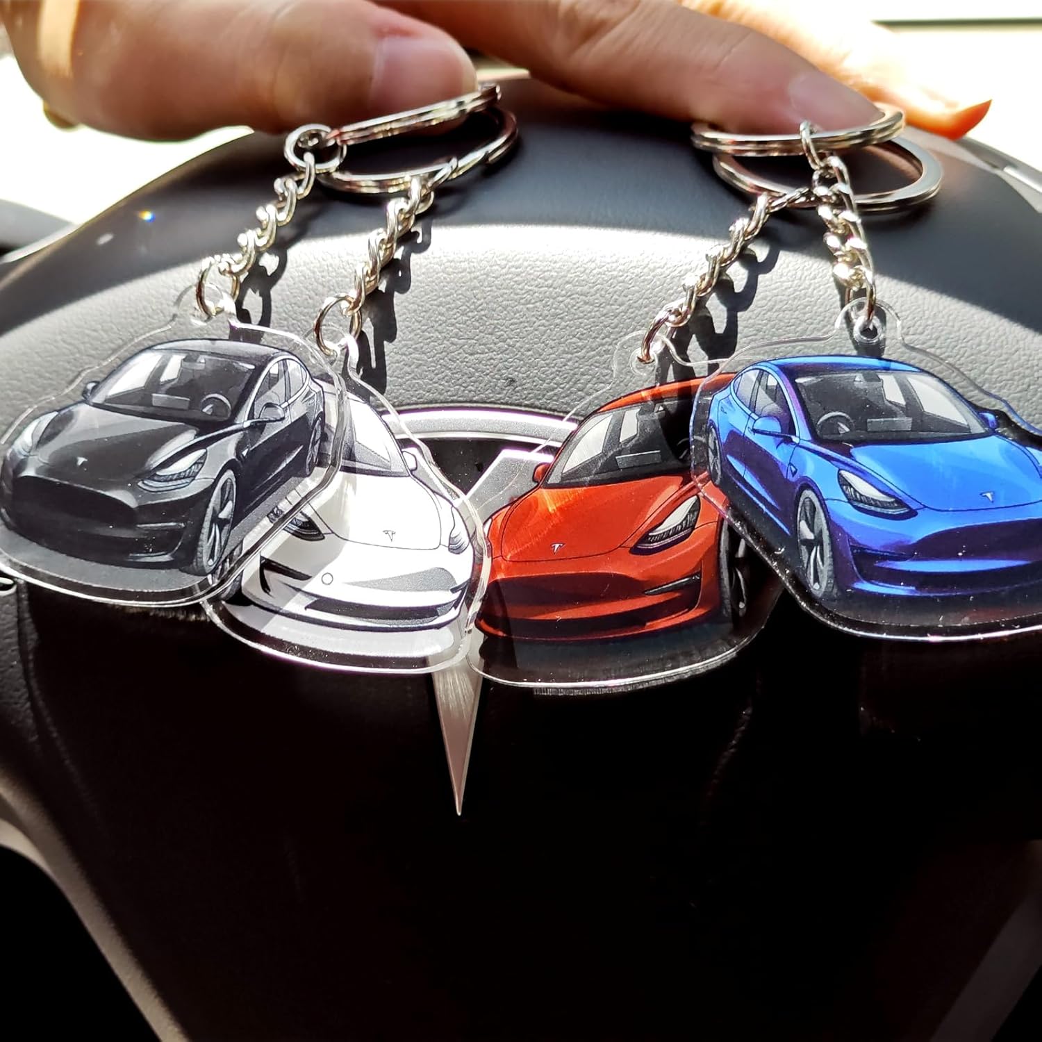 KIKIMO Llavero para accesorios Tesla Model 3, llavero acrílico compatible con modelos 3 2017 2018 2019 2020 2021 2022 2023