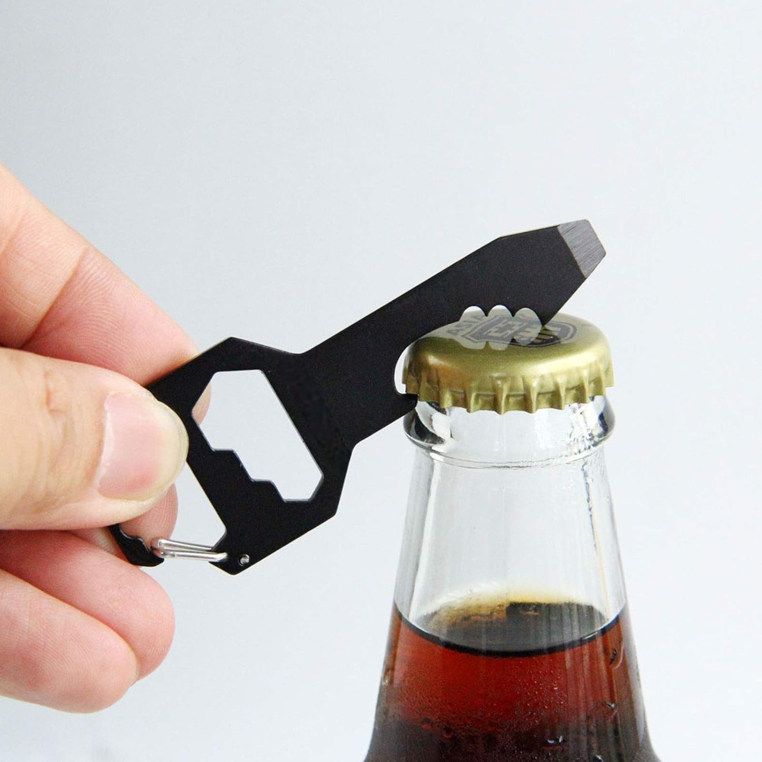 LHEVEN Llavero abrebotellas, multiherramienta 100 de acero inoxidable EDC, 6 herramientas en 1 abridor de botellas, llave, destornillador, regla