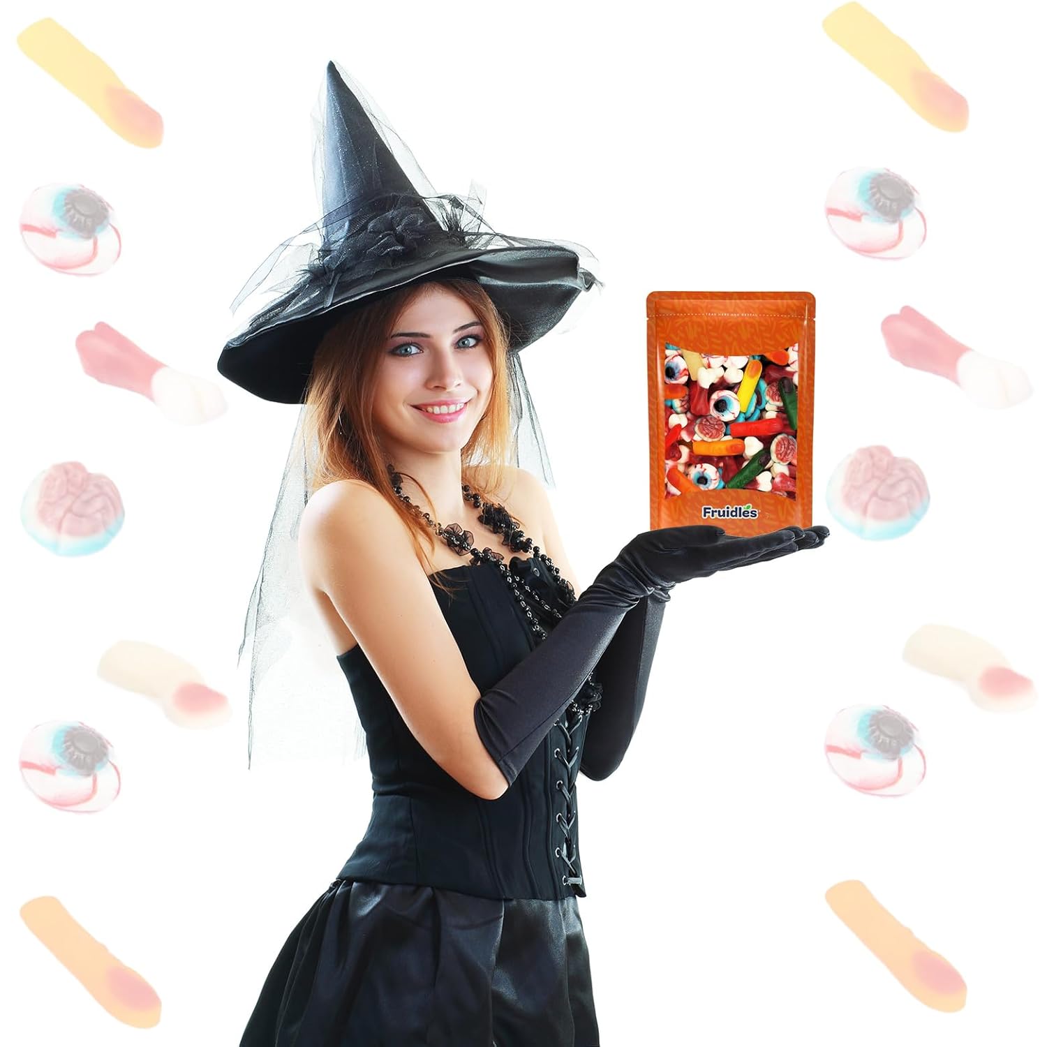Fruidles Gomitas de Halloween que faltan partes del cuerpo, aperitivos divertidos y festivos (bolsa de 1 libra)