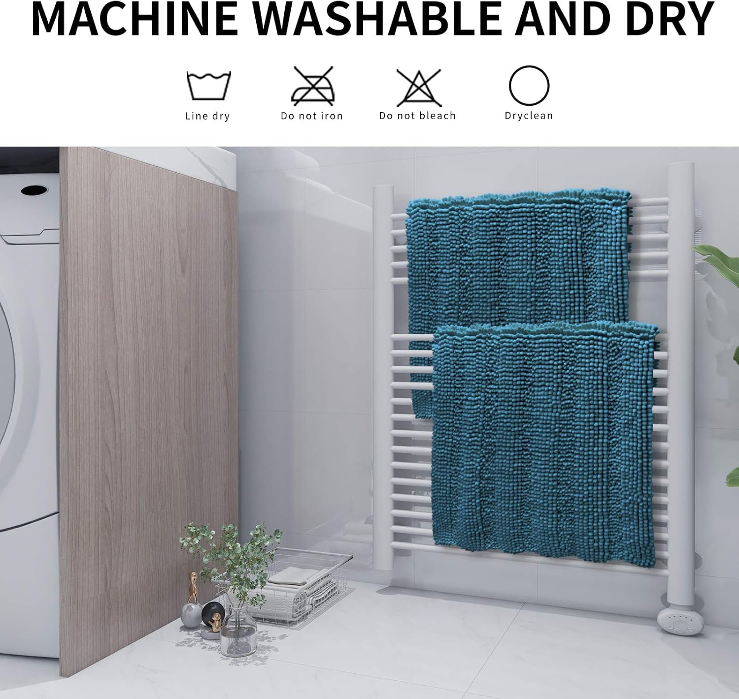 Alfombra de baño de felpilla de lujo y fácil de usar, de felpa suave, alfombra, absorbente, antideslizante, perfecta para ducha, dormitorio, puerta