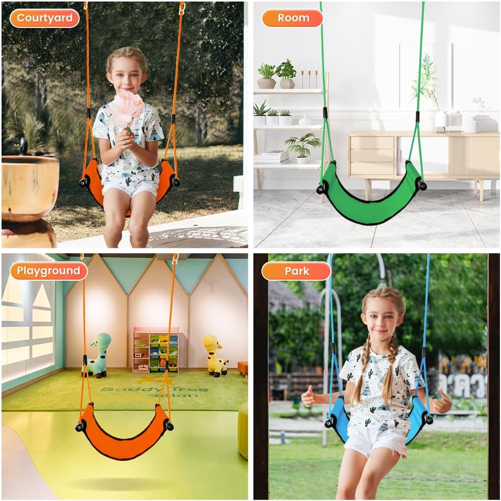 ROPECUBE Asiento de columpio para niños, con cuerdas ajustables, repuesto de asiento de columpio de seguridad para niños, columpio de cinturón, para