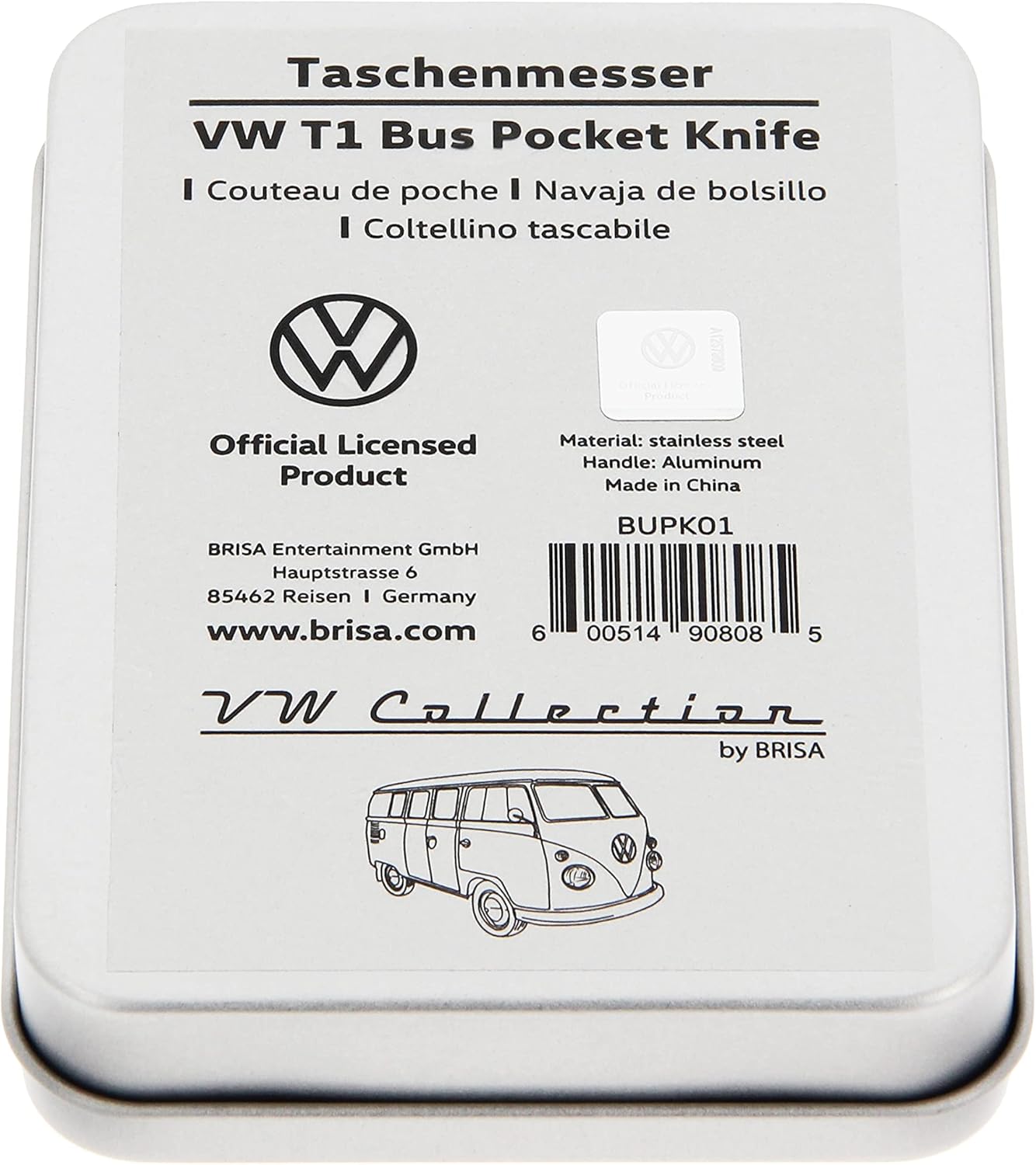 BRISA VW Collection – Cuchillo de bolsillo multifuncional 3D Volkswagen, archivo, tijeras, abrebotellas y latas