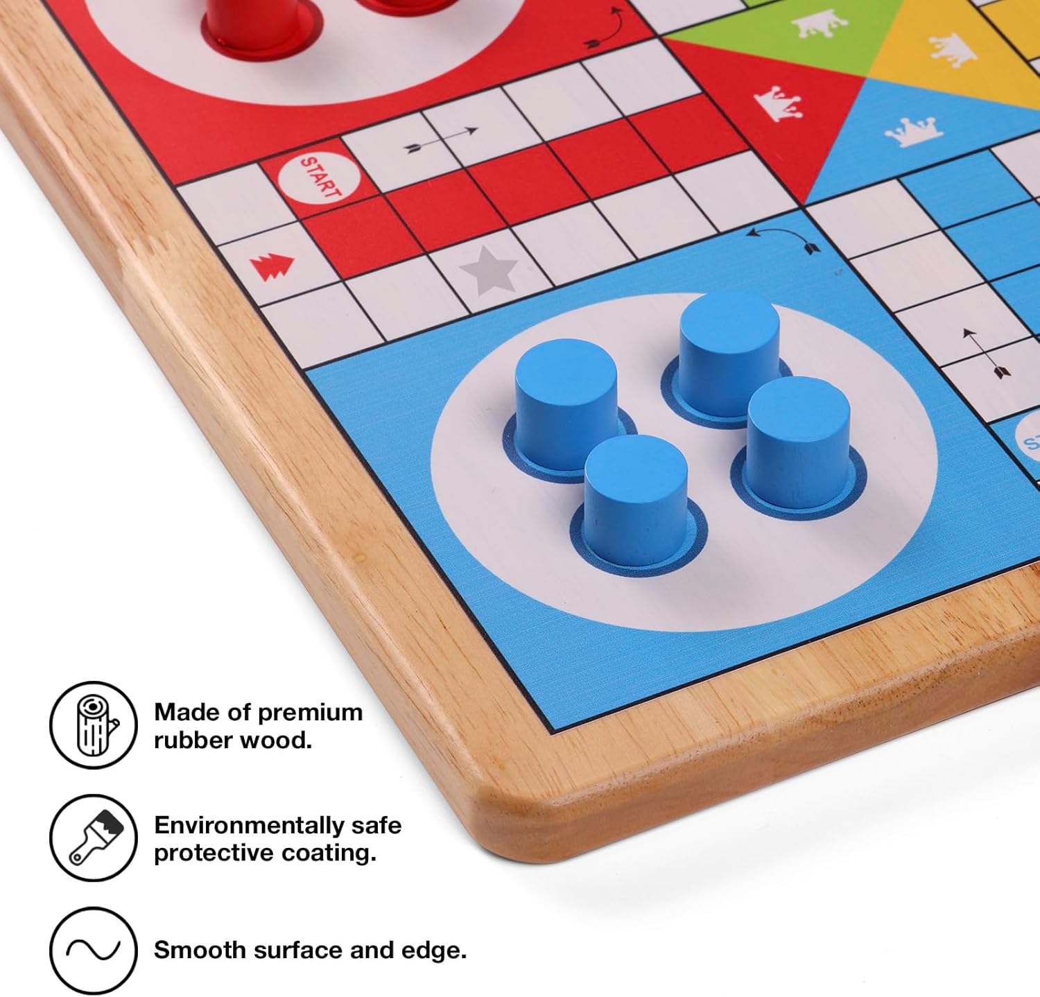 Crobyi Juego de mesa Ludo de 12 pulgadas + juego de mesa de serpientes y escaleras, 2 en 1, juego de mesa clásico para adultos y niños, incluye 1