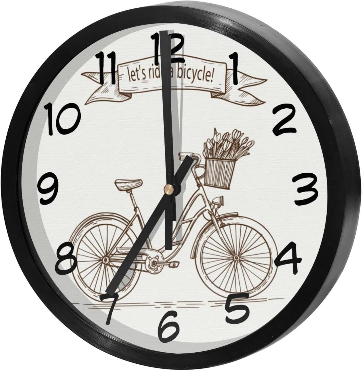 Let’s Ride a Bicycle Non-Ticking Wall Clocks, Battery Operated Silent Wall Clock for Bedroom Living Kitchen Office Home Art Decor