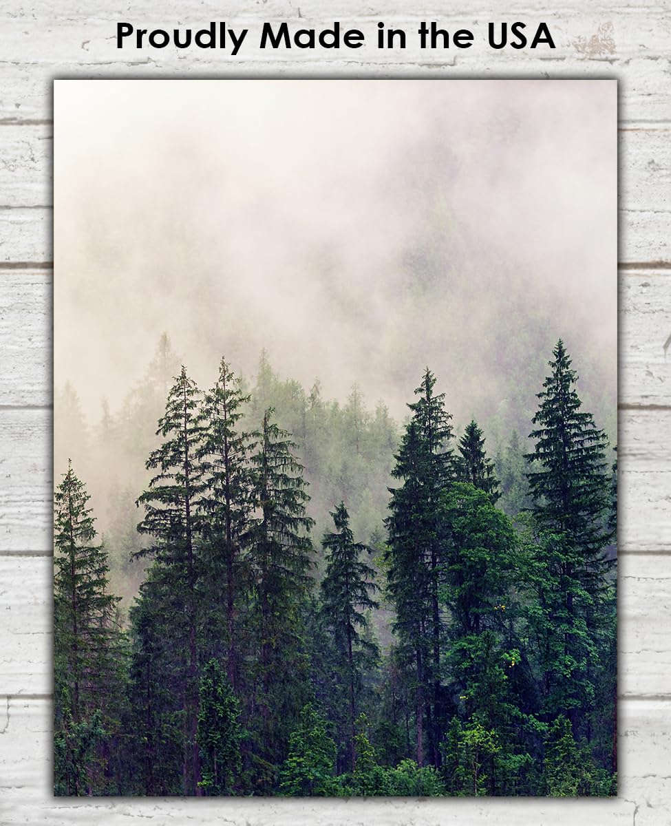 Foggy Forest Abstract Wall Art Minimalist, Aesthetic & Boho Wall Art for Home, Office, Bedroom & Living Room Decor  Unframed Posters 11×14″
