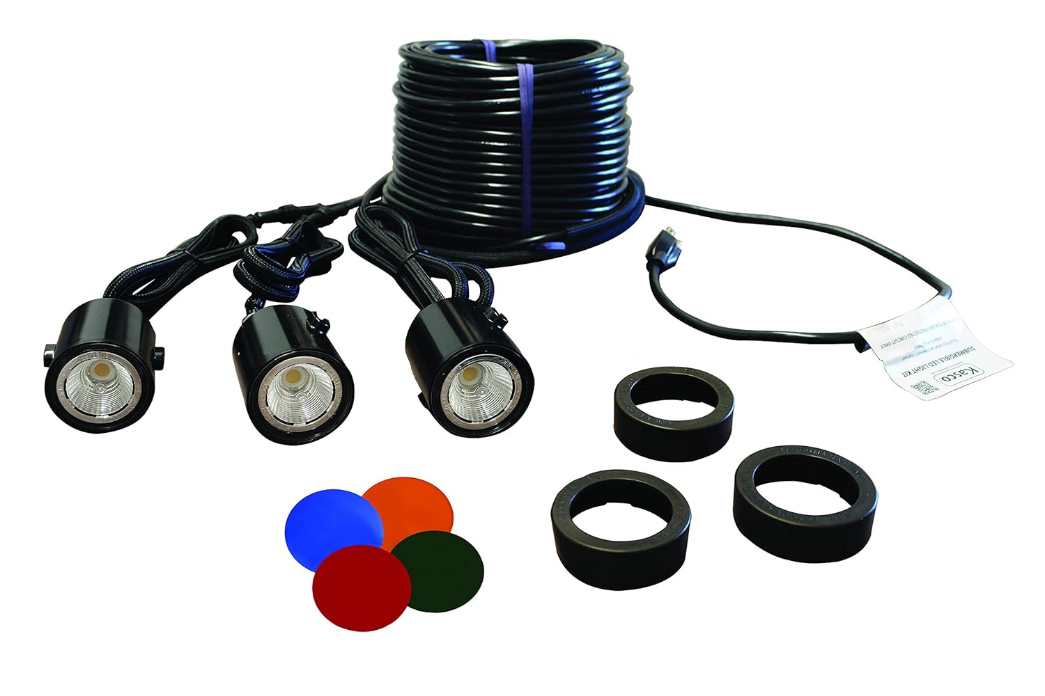 Kasco Marine LED3C11-100 – Kit de luz LED para fuente de agua, carcasa compuesta, 3 accesorios, cable de 100 pies – 60 Hz, accesorios de 11 vatios