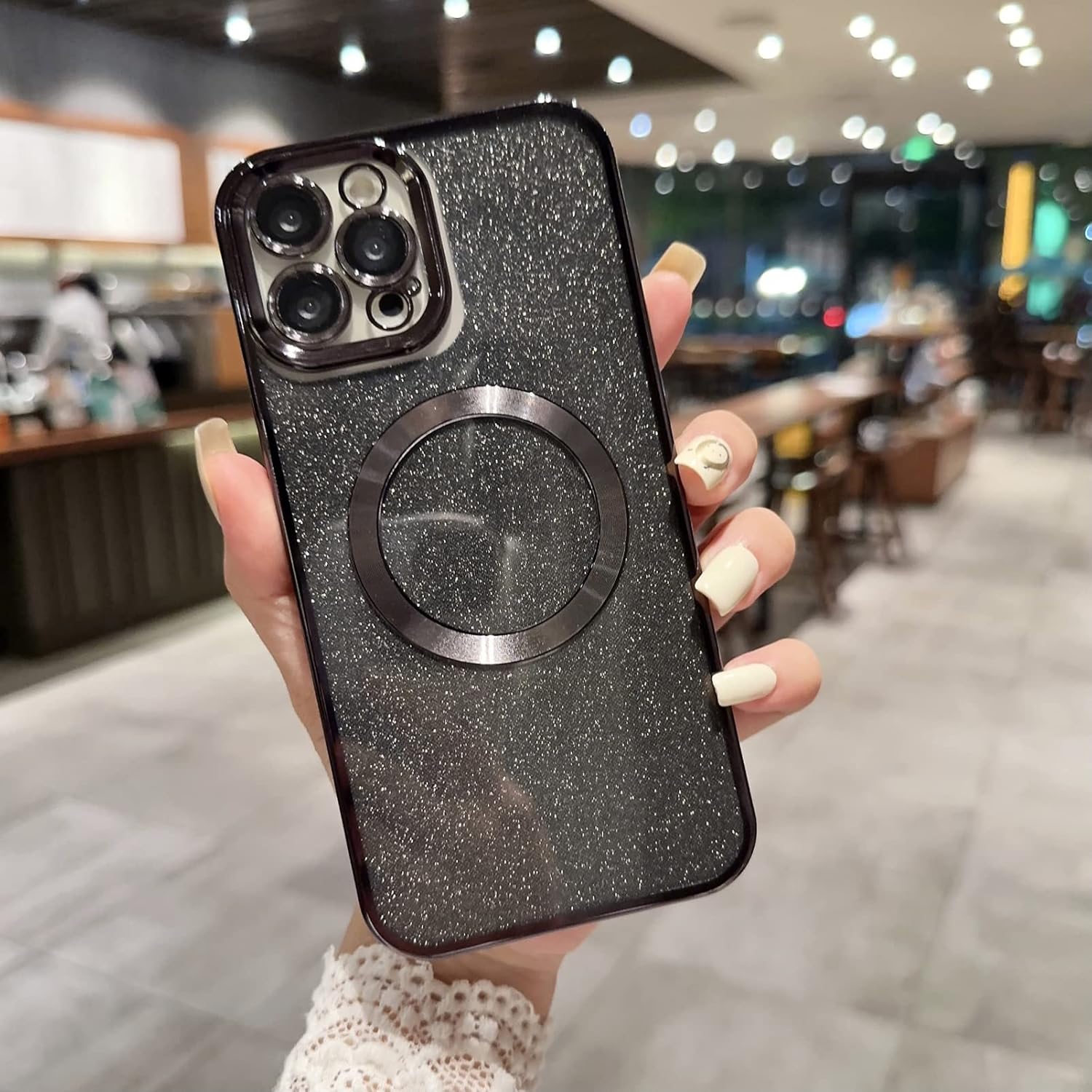 Funda magnética compatible con iPhone 11 de 6.1 pulgadas compatible con MagSafe con protector para lente de cámara, bonita funda transparente con